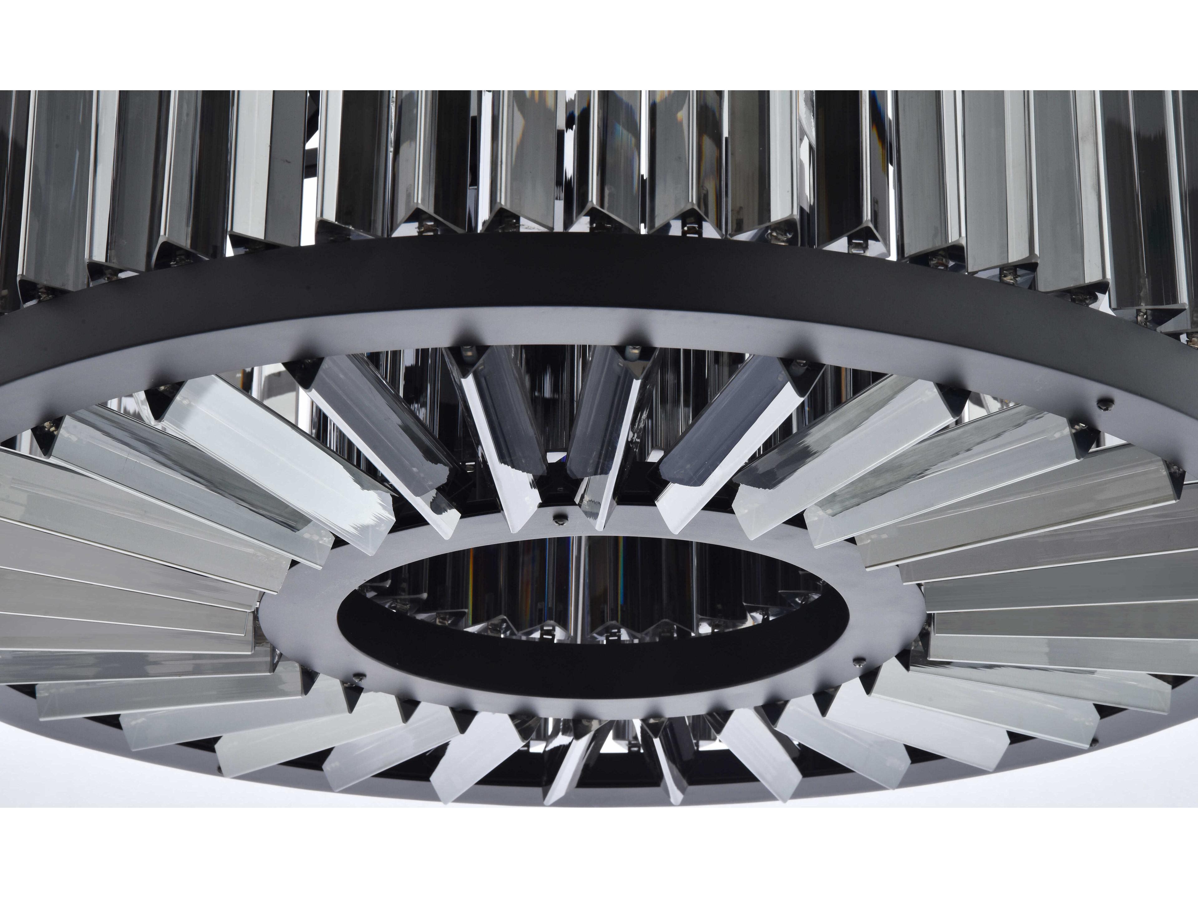 Elegant Lighting Chelsea 8-Light Matte Black Gray Crystal Drum Pendant