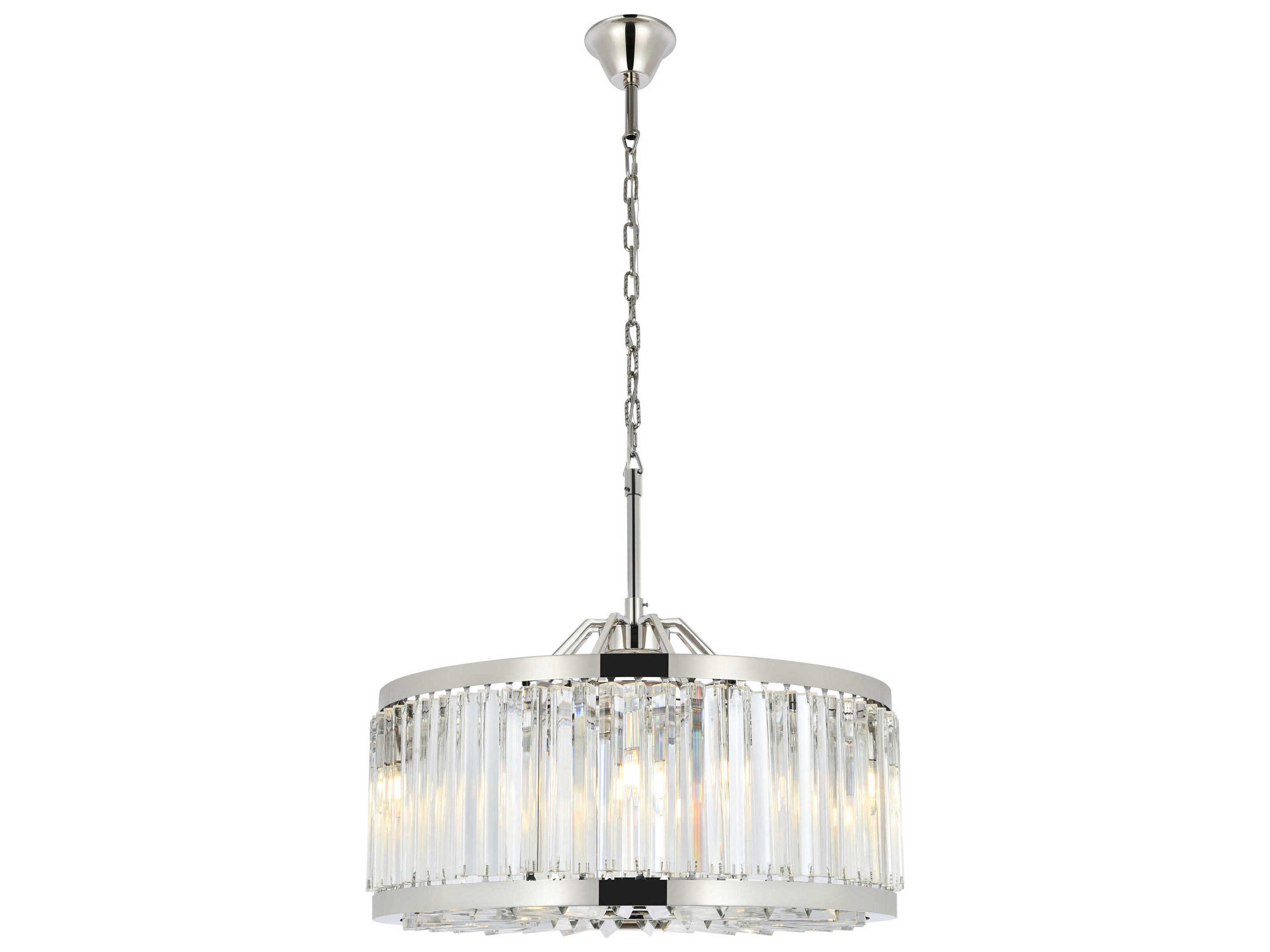 Chelsea 8-Light Polished Nickel Clear Crystal Drum Pendant