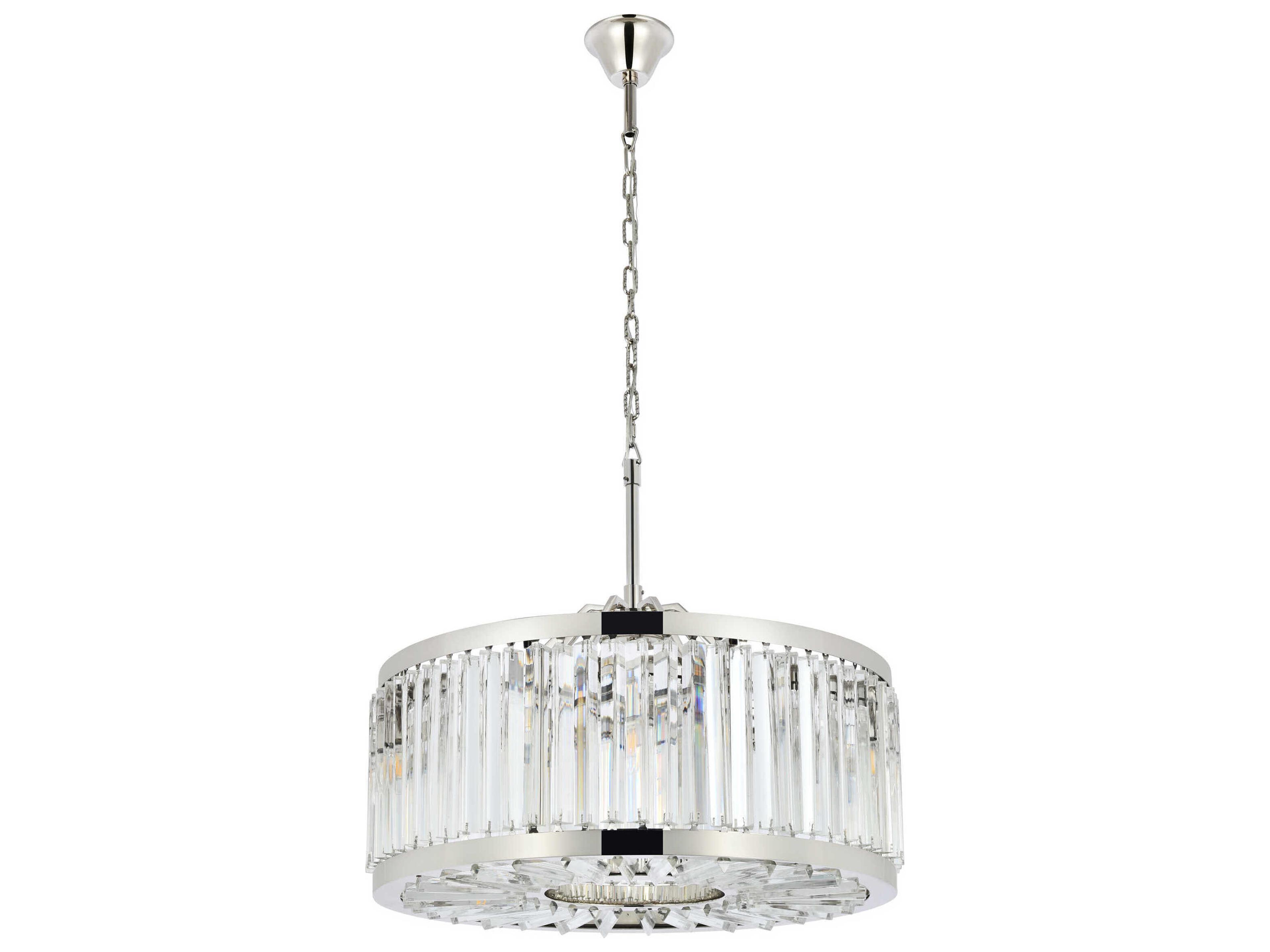 Elegant Lighting Chelsea 8-Light Polished Nickel Clear Crystal Drum Pendant