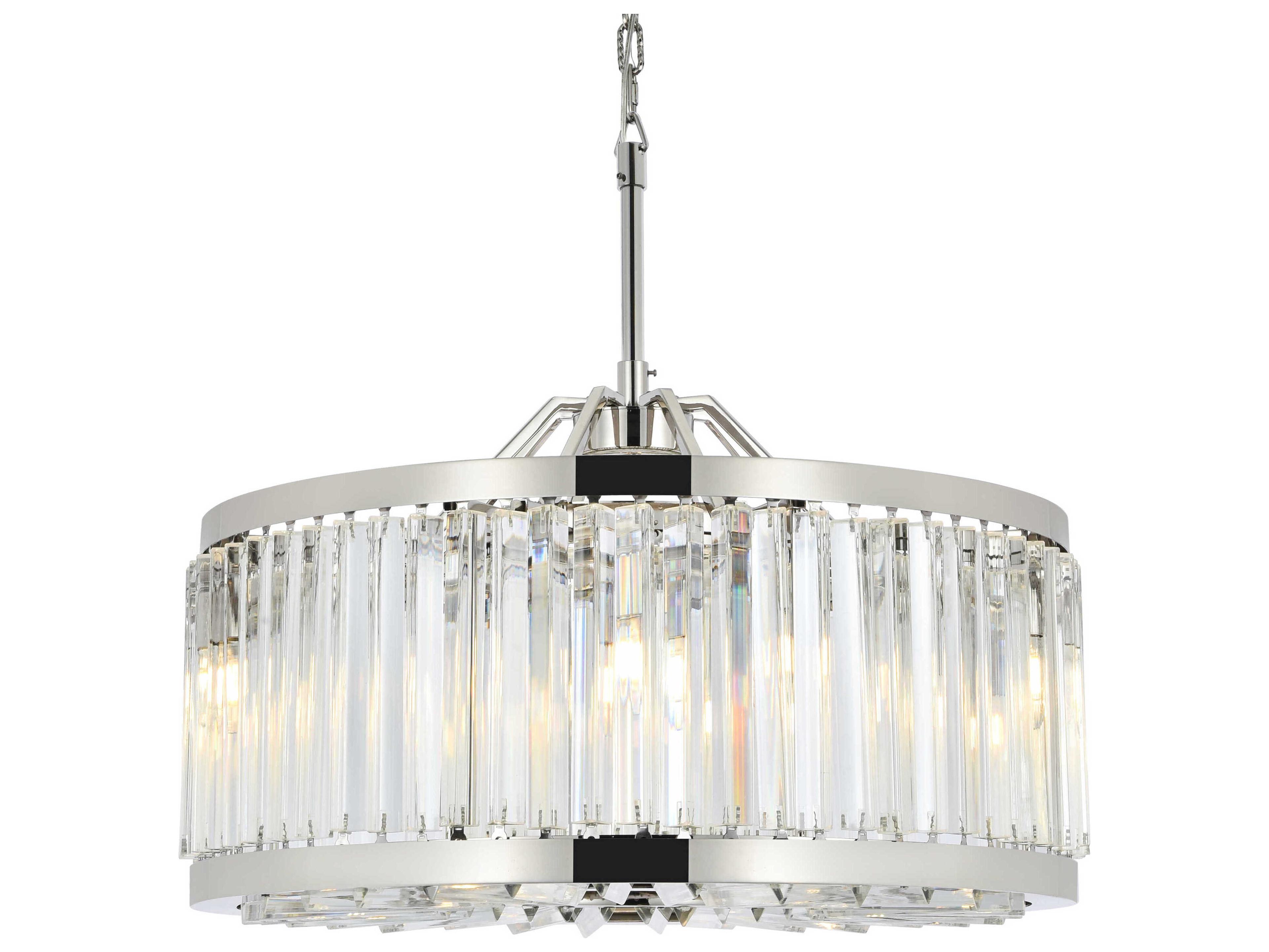 Elegant Lighting Chelsea 8-Light Polished Nickel Clear Crystal Drum Pendant