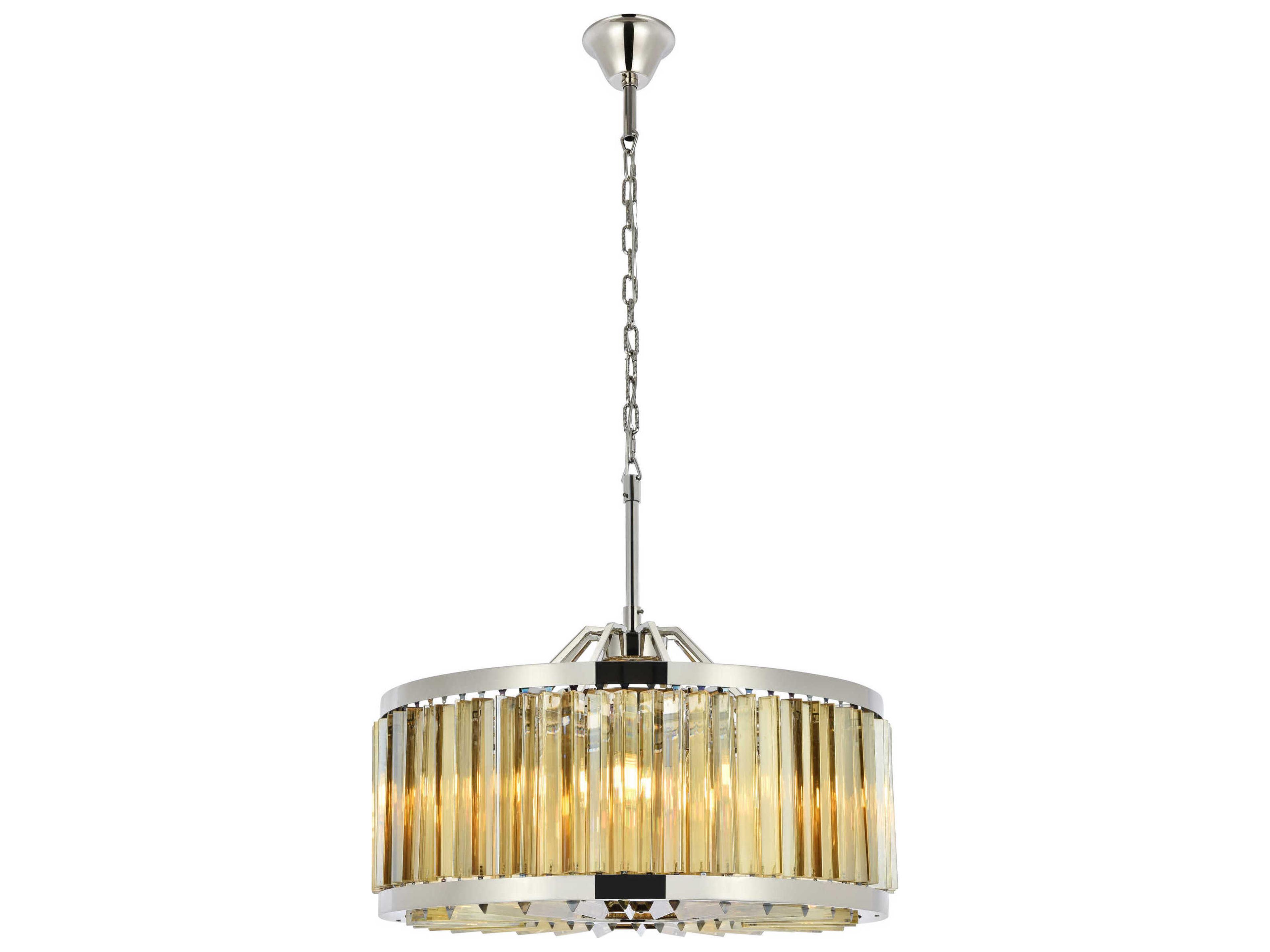 Chelsea 8-Light Polished Nickel Gold Crystal Drum Pendant