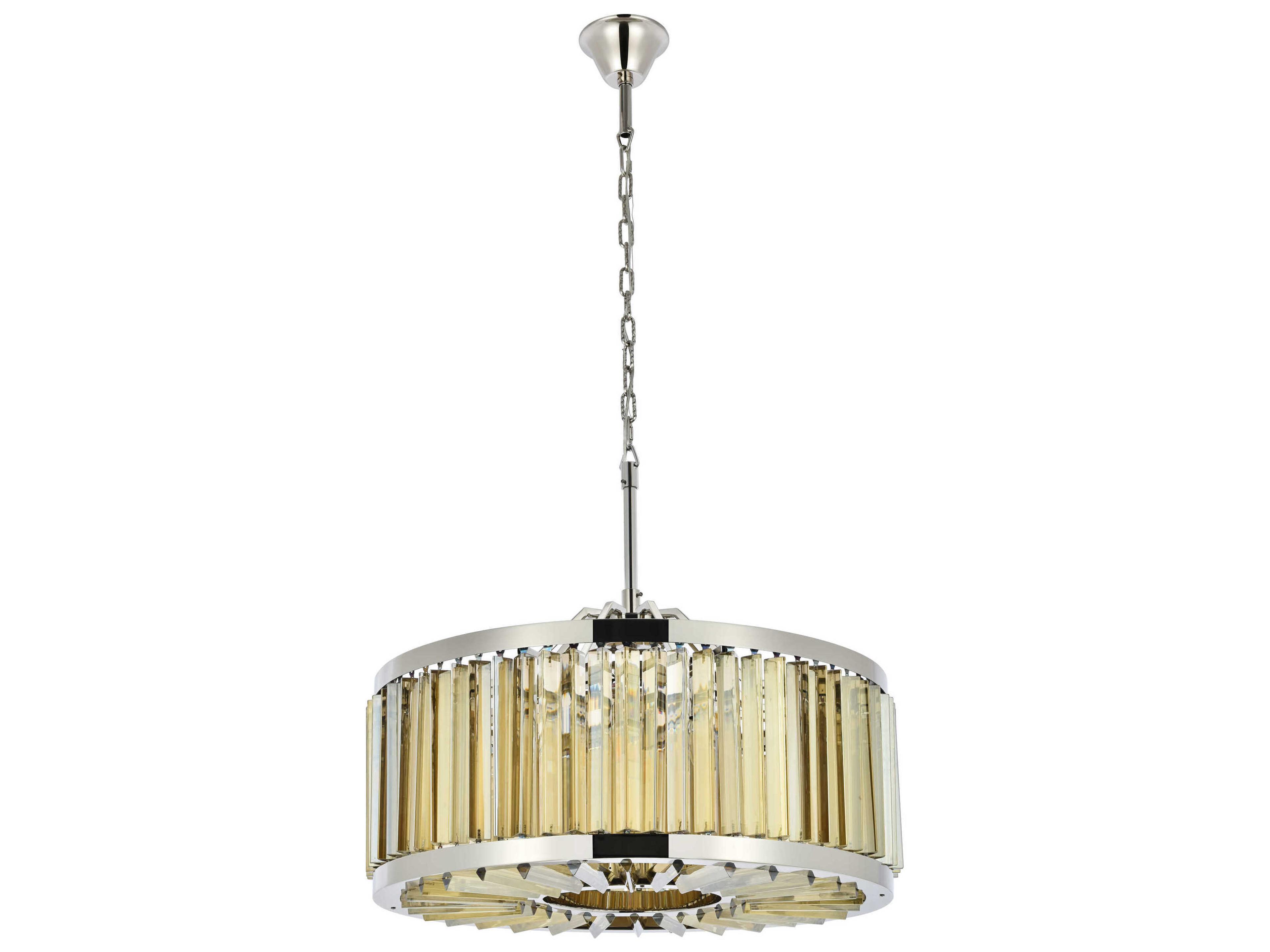 Elegant Lighting Chelsea 8-Light Polished Nickel Gold Crystal Drum Pendant