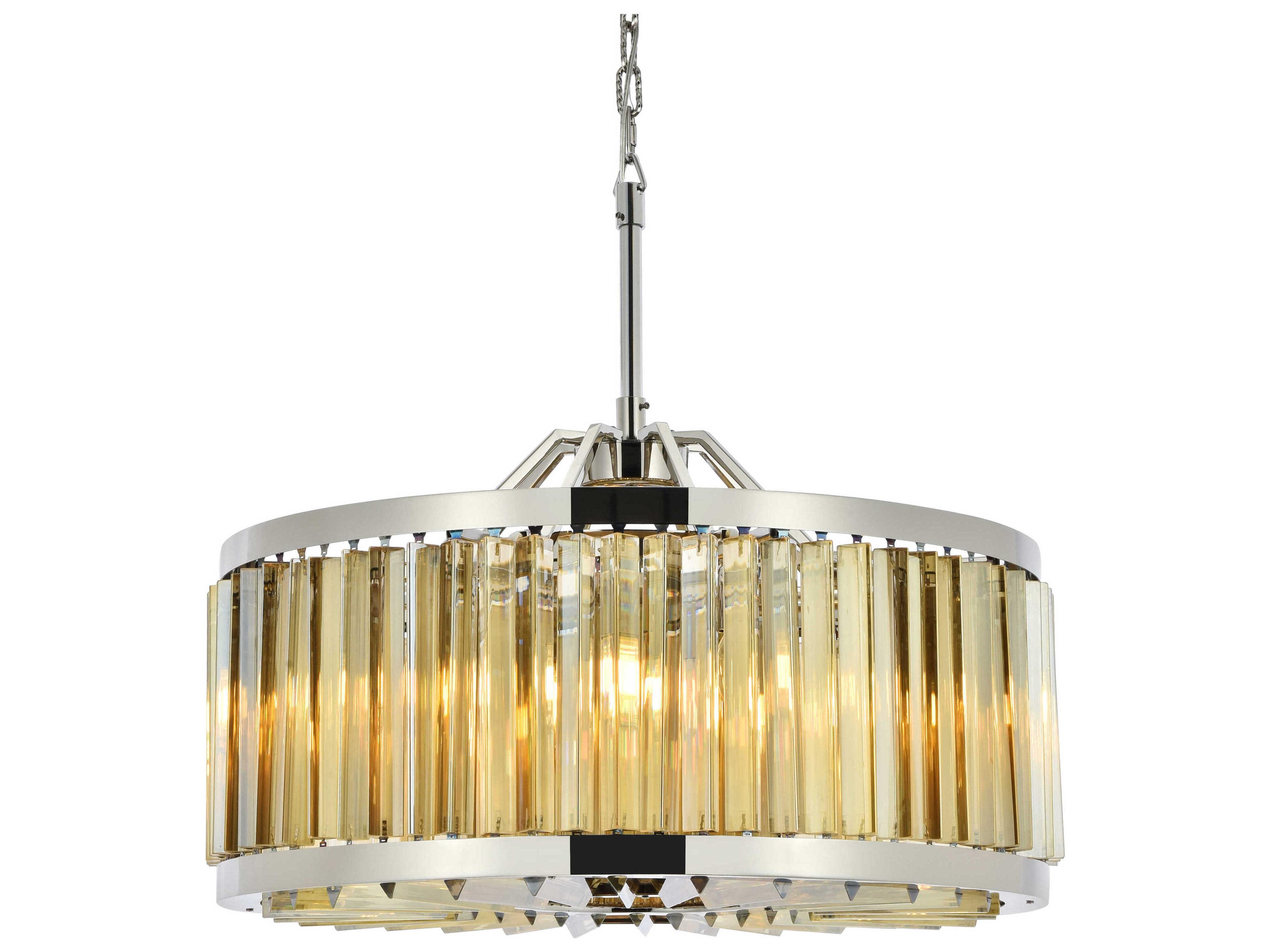 Elegant Lighting Chelsea 8-Light Polished Nickel Gold Crystal Drum Pendant