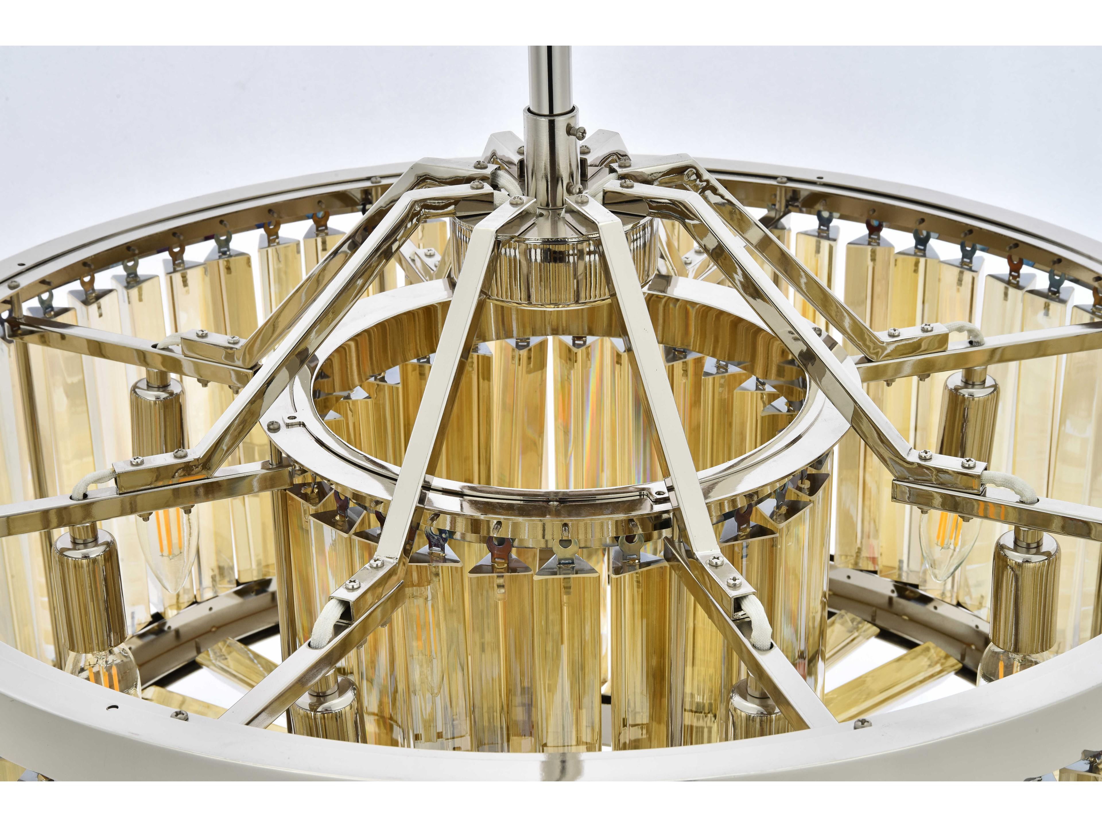 Elegant Lighting Chelsea 8-Light Polished Nickel Gold Crystal Drum Pendant