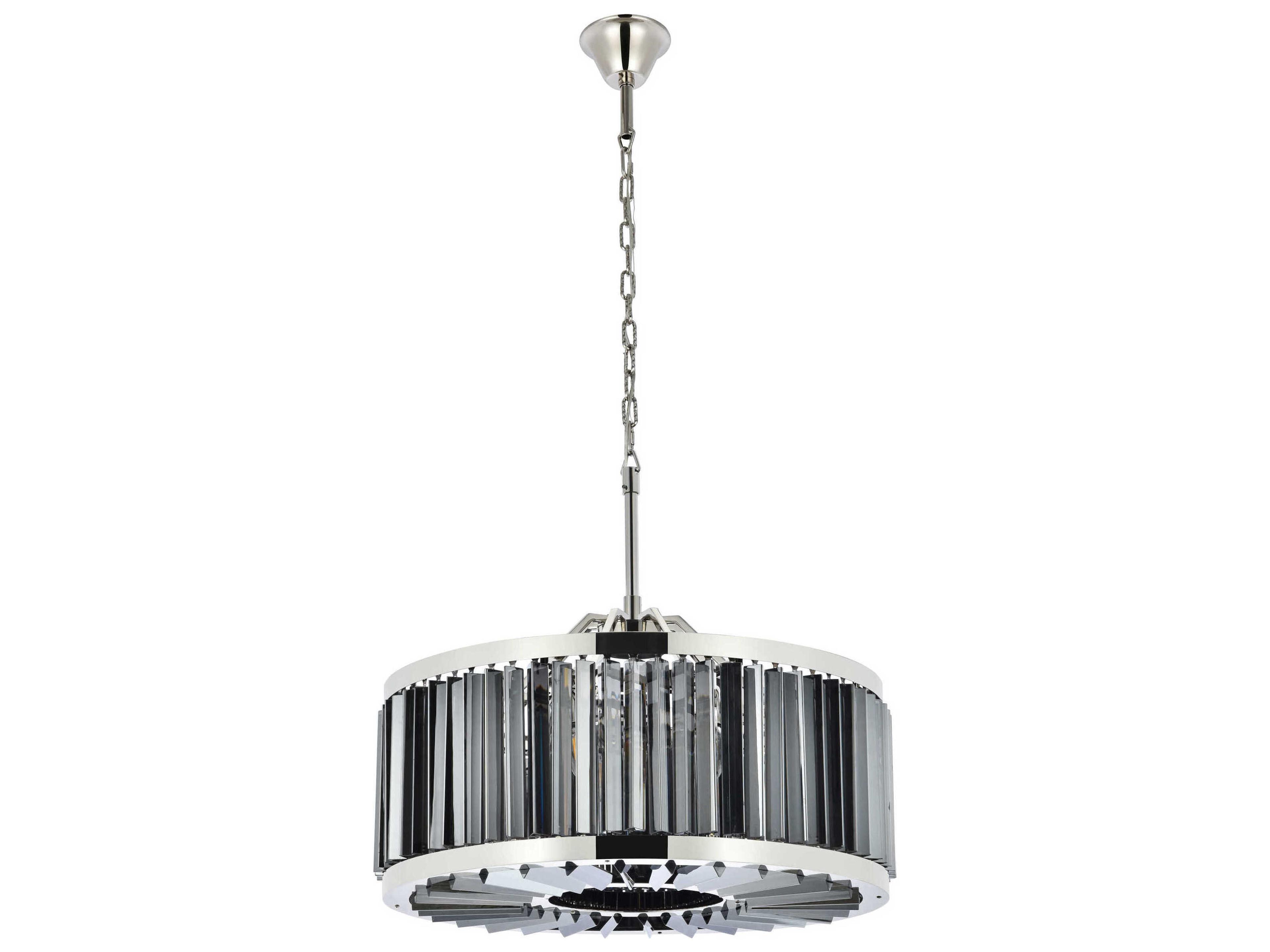 Elegant Lighting Chelsea 8-Light Polished Nickel Silver Crystal Drum Pendant