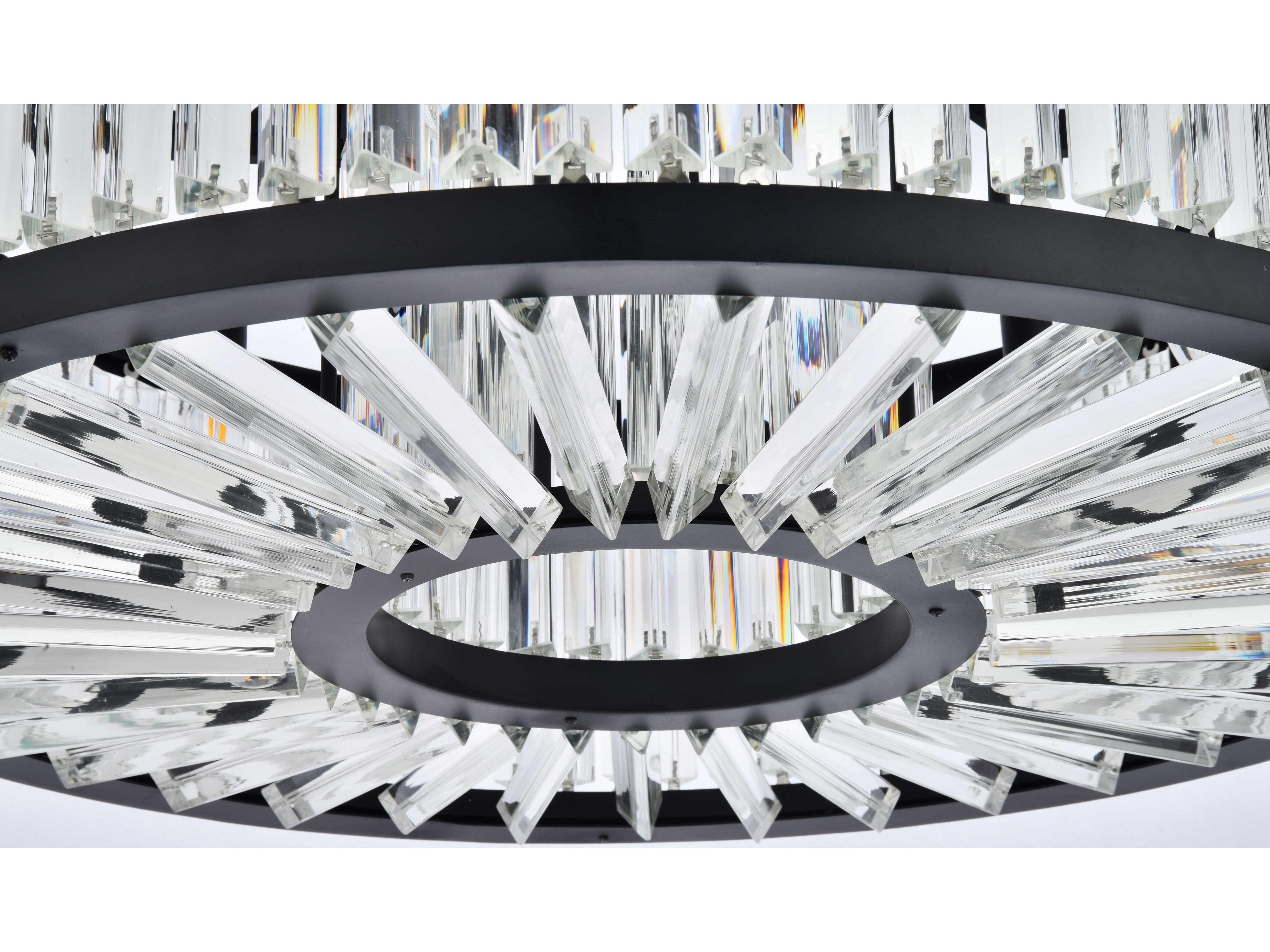 Elegant Lighting Chelsea 10-Light Matte Black Clear Crystal Drum Pendant