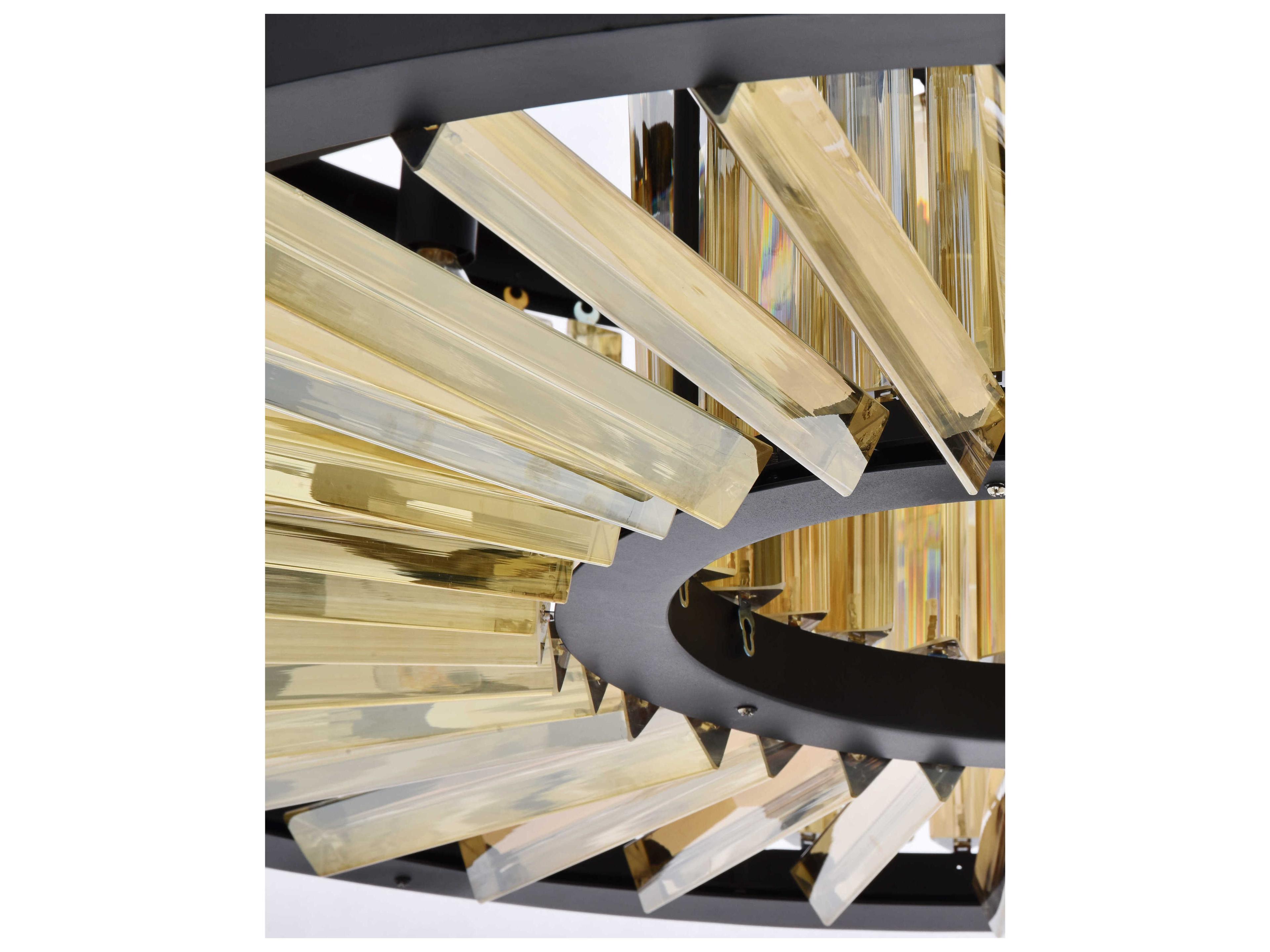 Elegant Lighting Chelsea 10-Light Matte Black Gold Crystal Drum Pendant