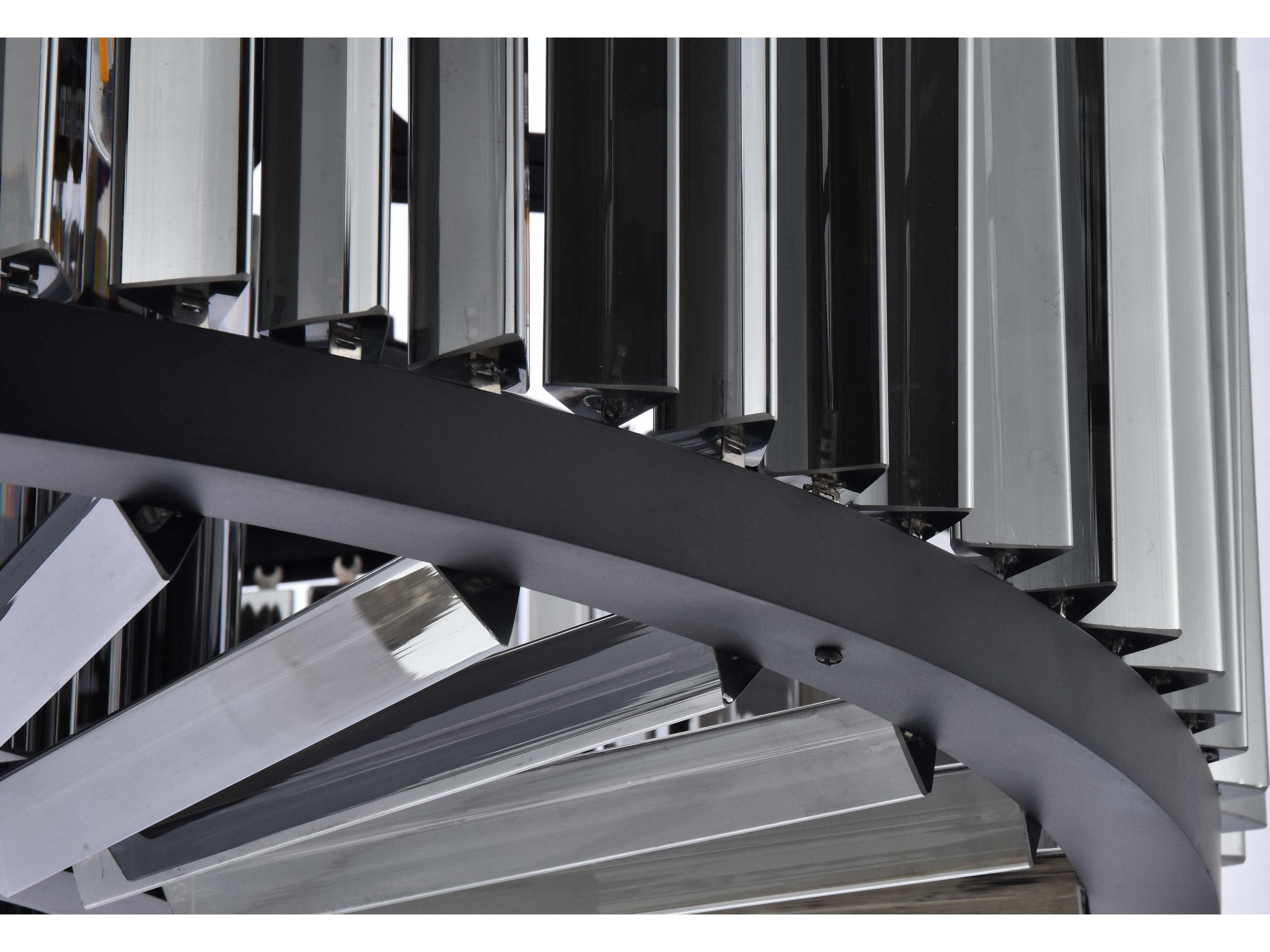 Elegant Lighting Chelsea 10-Light Matte Black Silver Crystal Drum Pendant