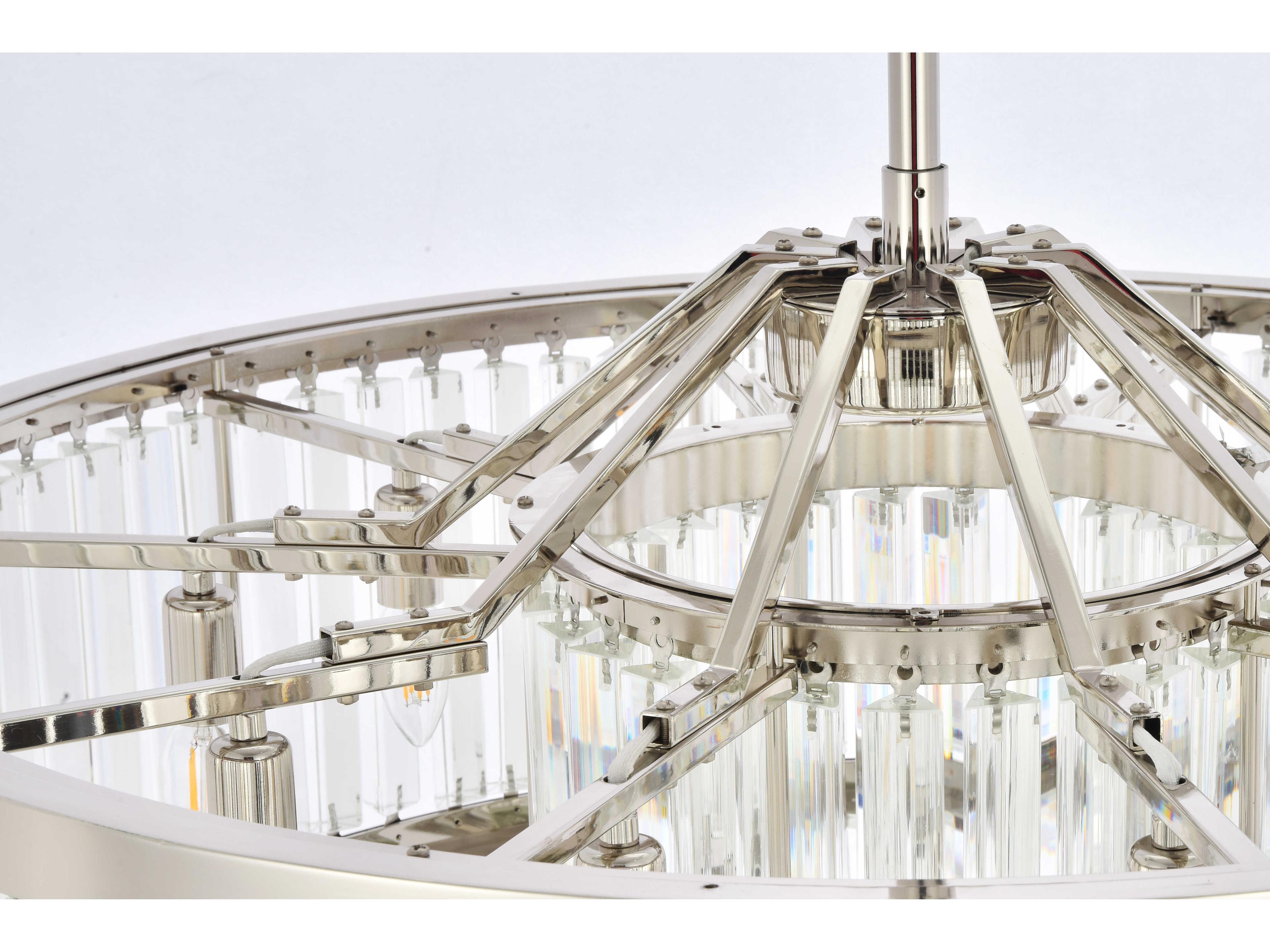 Elegant Lighting Chelsea 10-Light Polished Nickel Clear Crystal Drum Pendant