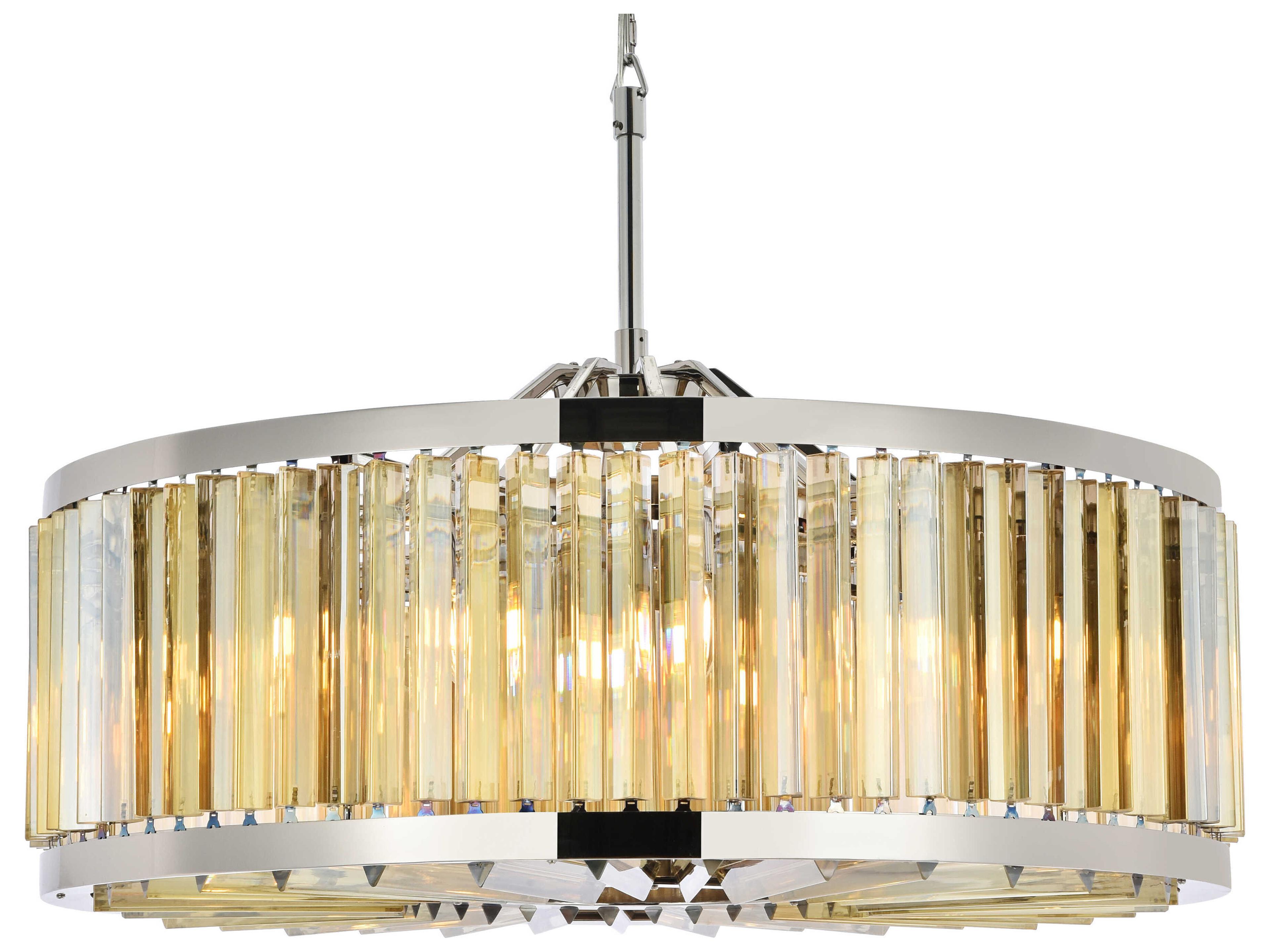 Elegant Lighting Chelsea 10-Light Polished Nickel Gold Crystal Drum Pendant