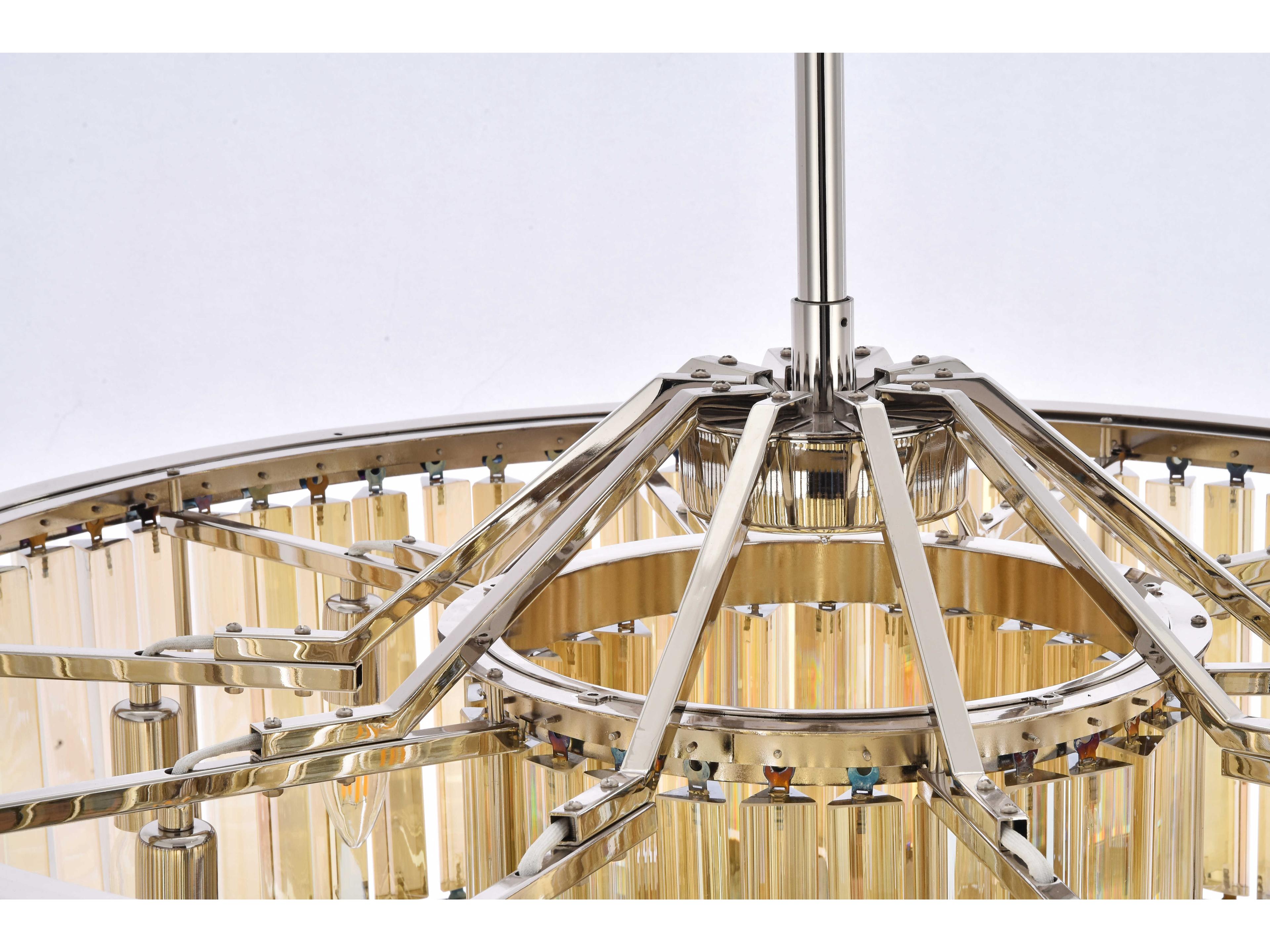 Elegant Lighting Chelsea 10-Light Polished Nickel Gold Crystal Drum Pendant