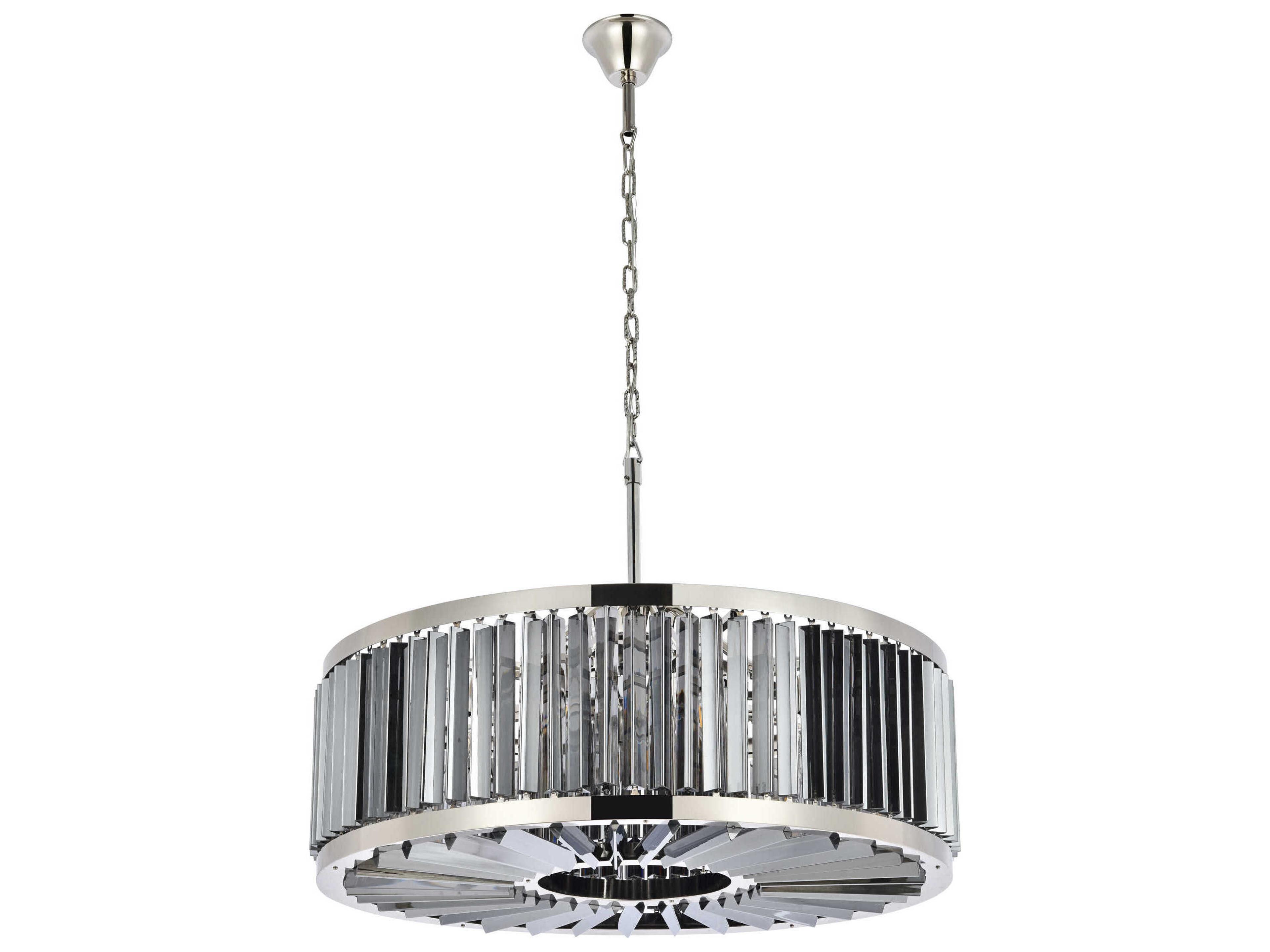 Elegant Lighting Chelsea 10-Light Polished Nickel Silver Crystal Drum Pendant