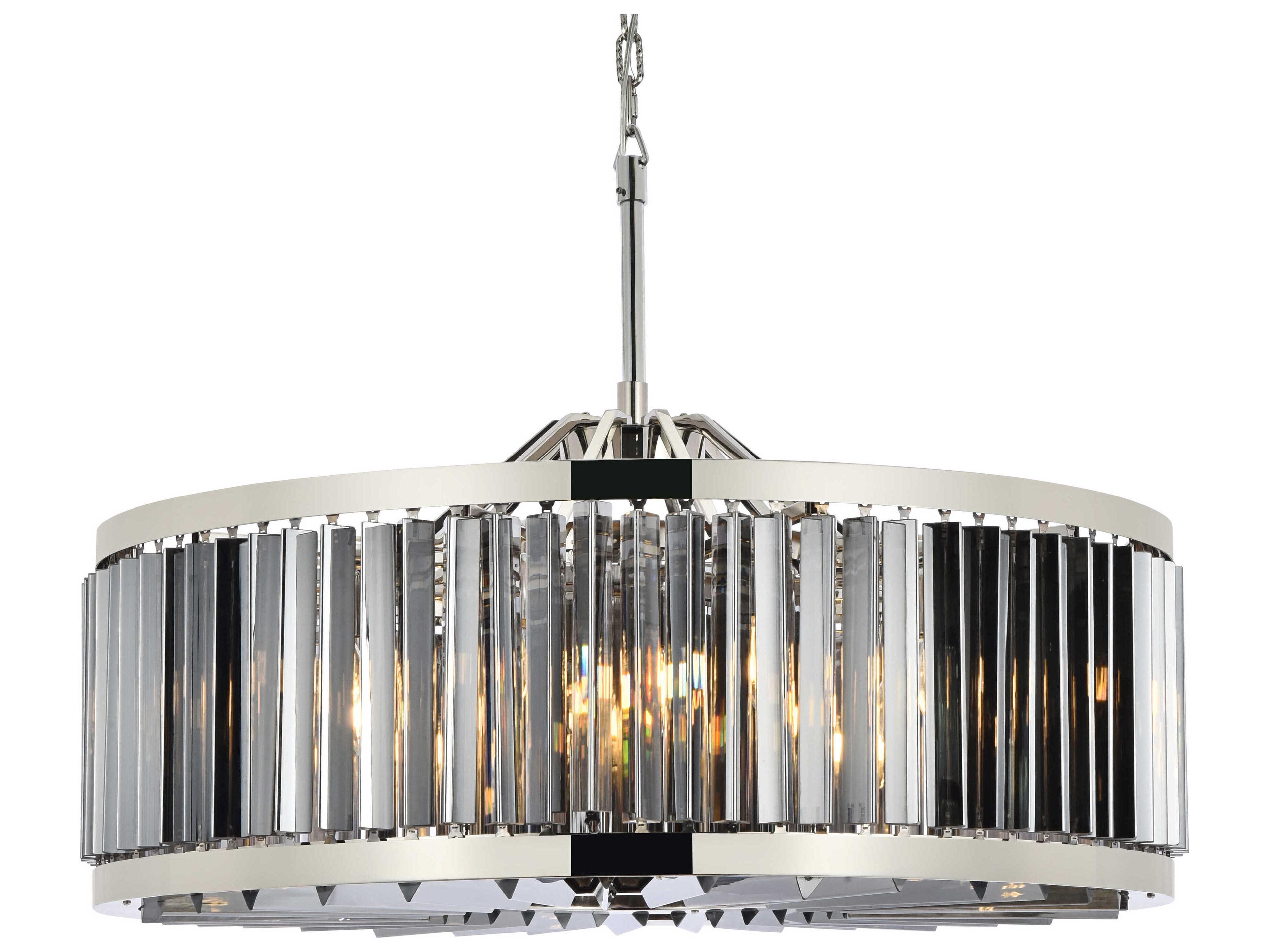 Elegant Lighting Chelsea 10-Light Polished Nickel Silver Crystal Drum Pendant