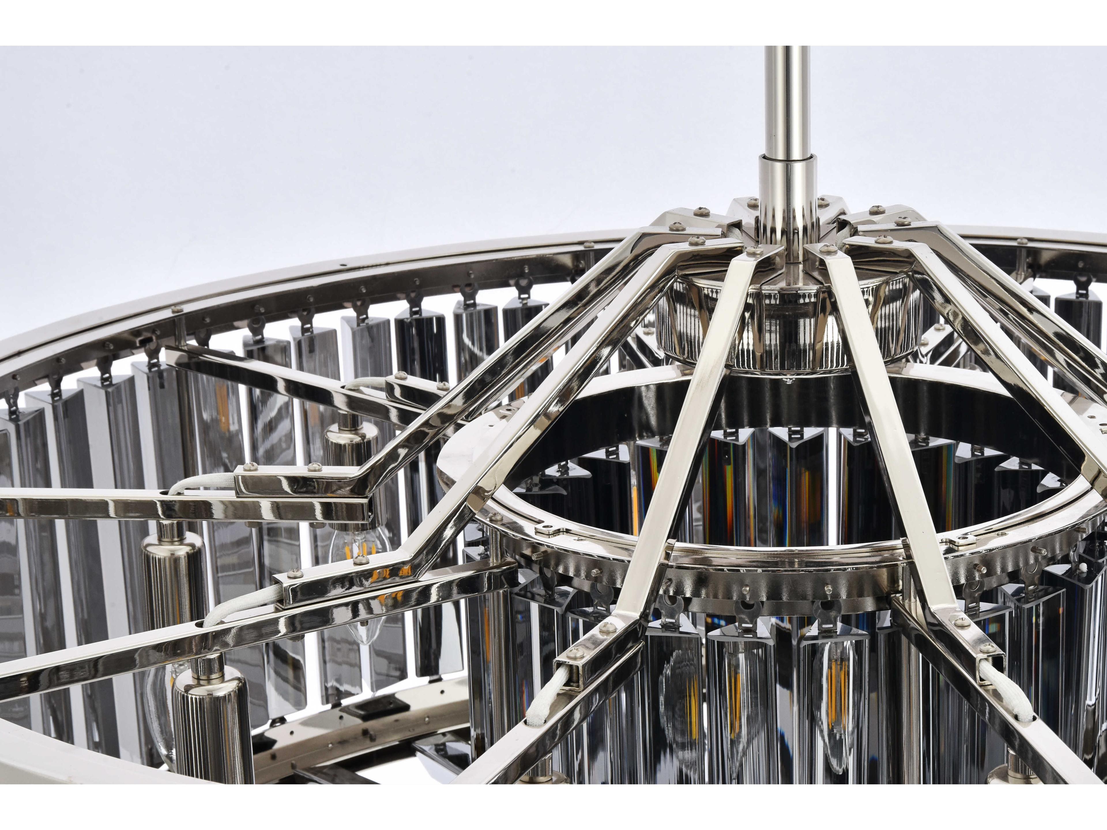 Elegant Lighting Chelsea 10-Light Polished Nickel Silver Crystal Drum Pendant