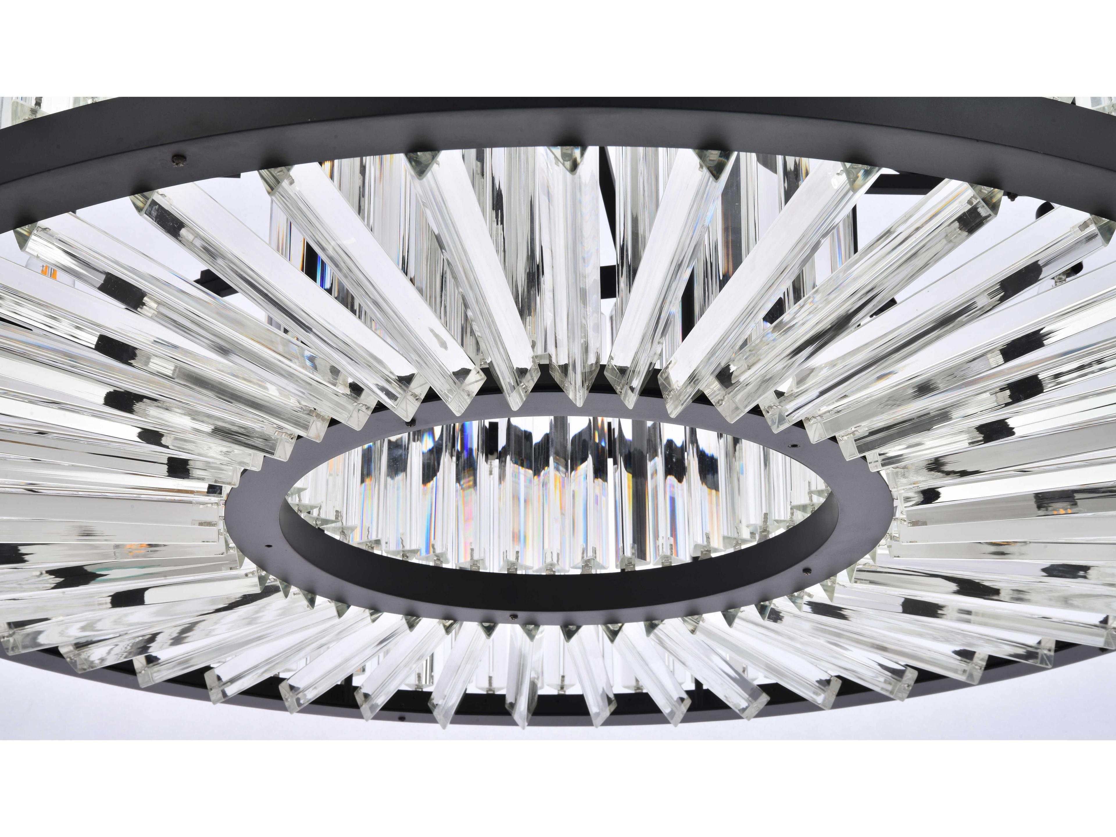 Elegant Lighting Chelsea 10-Light Matte Black Clear Crystal Drum Pendant