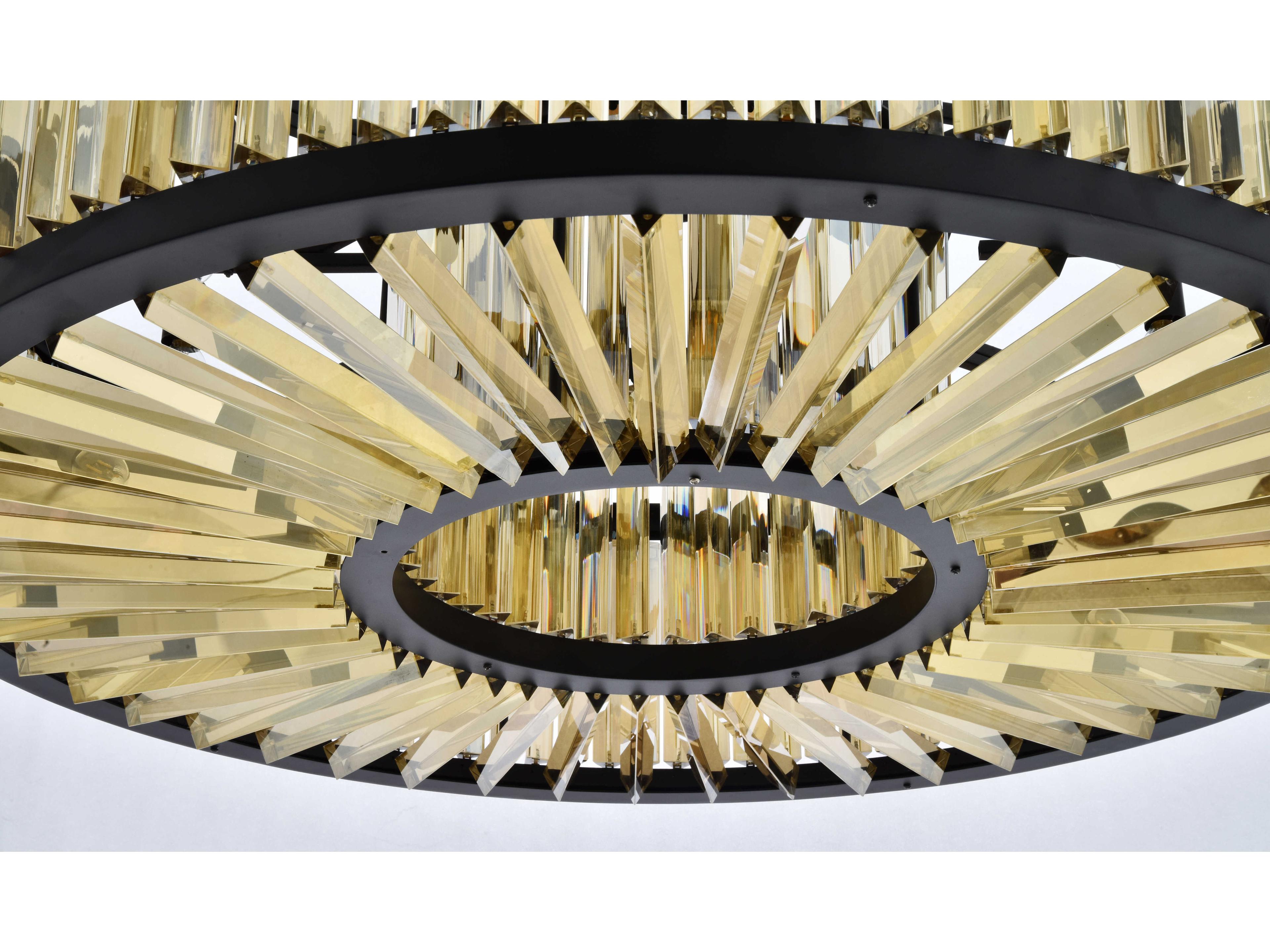 Elegant Lighting Chelsea 10-Light Matte Black Gold Crystal Drum Pendant