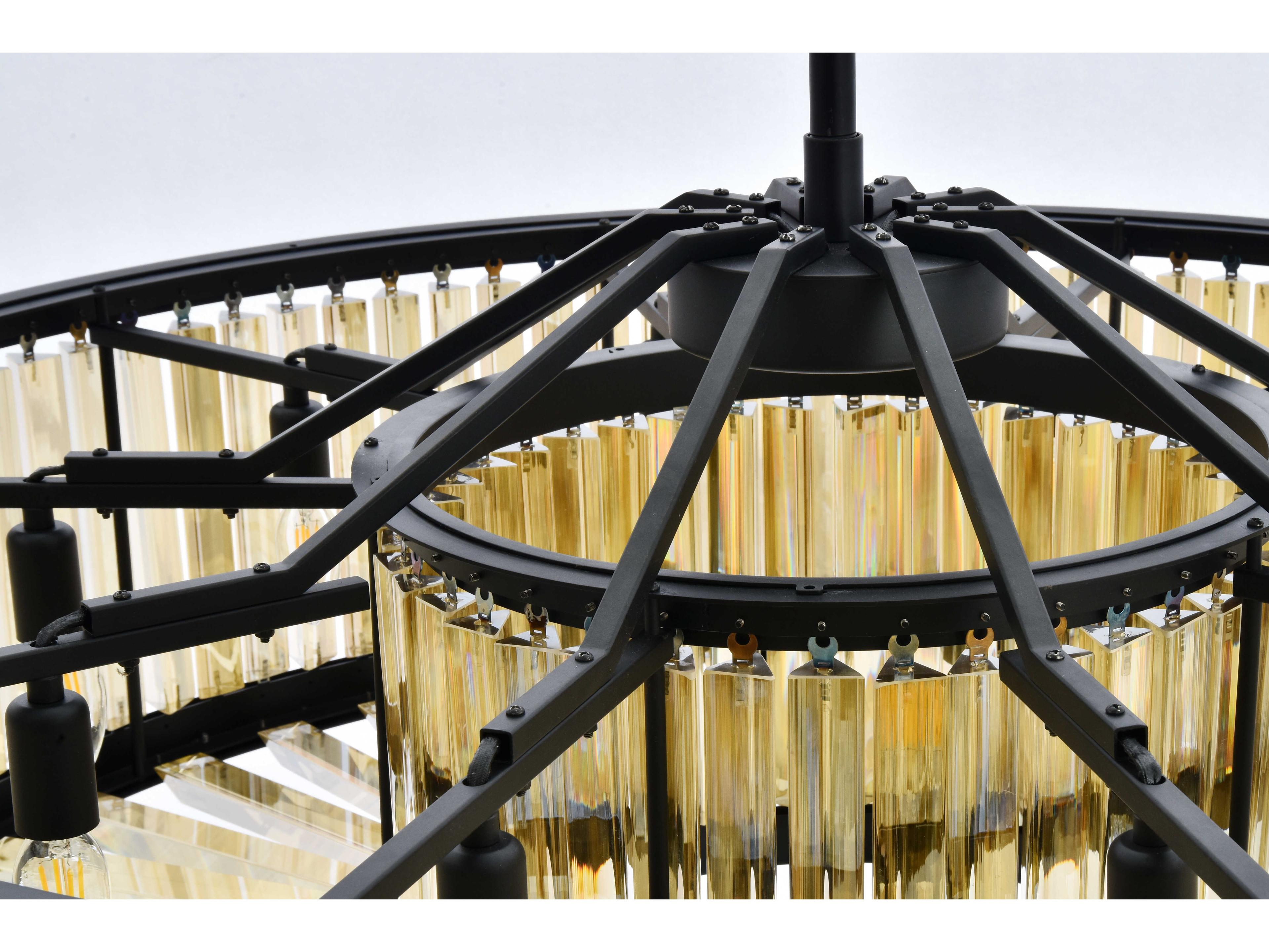 Elegant Lighting Chelsea 10-Light Matte Black Gold Crystal Drum Pendant