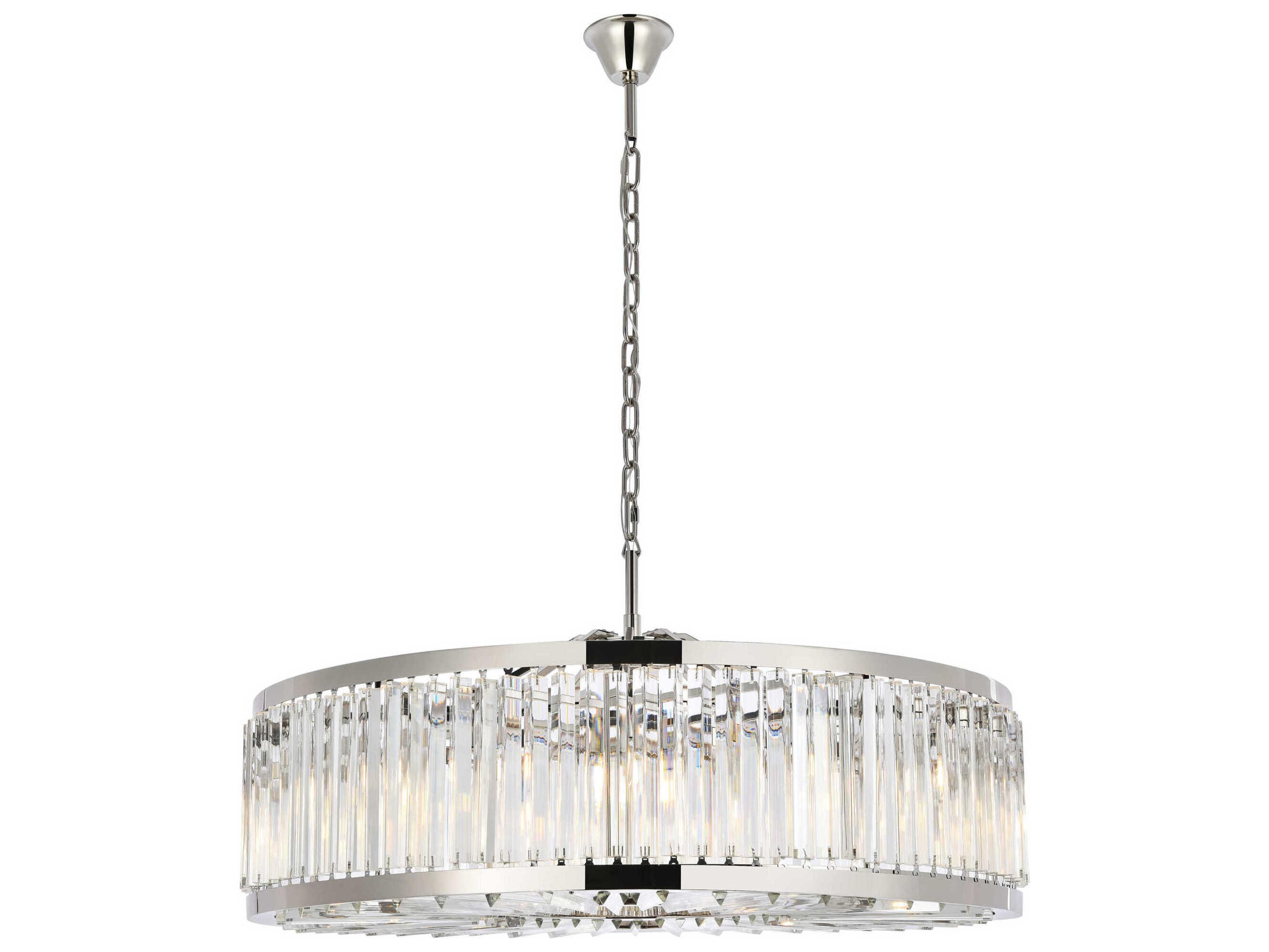 Chelsea 10-Light Polished Nickel Crystal Drum Pendant