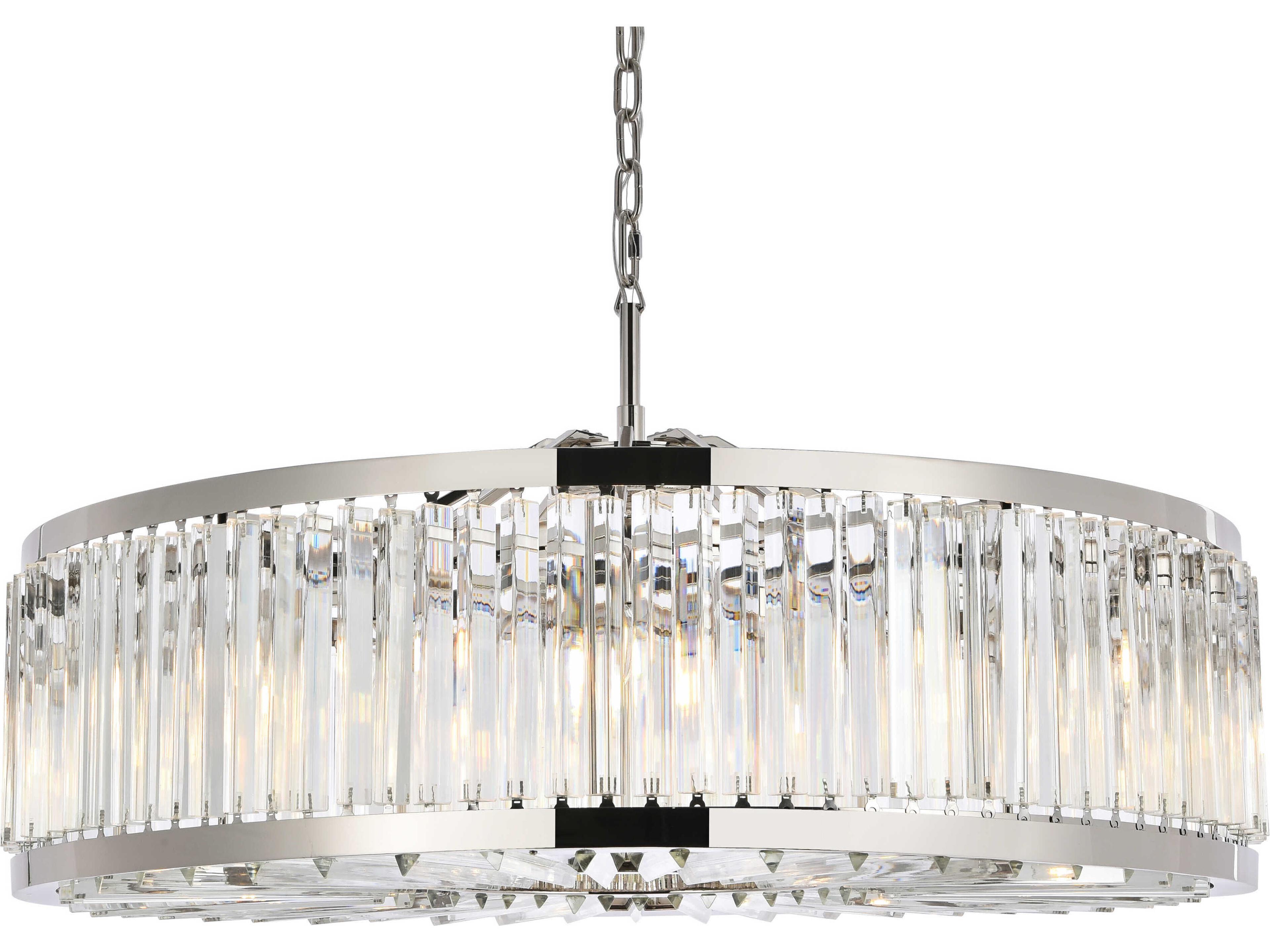 Elegant Lighting Chelsea 10-Light Polished Nickel Crystal Drum Pendant
