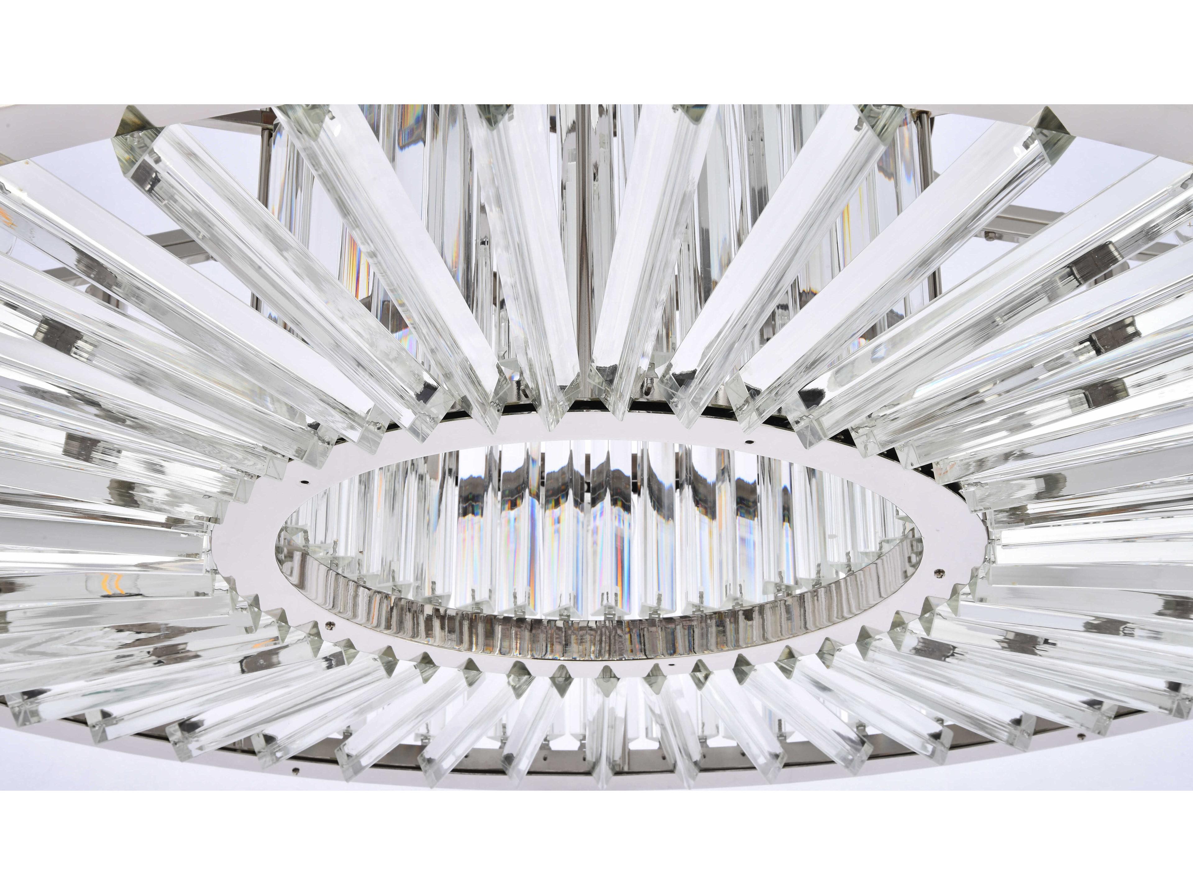 Elegant Lighting Chelsea 10-Light Polished Nickel Crystal Drum Pendant