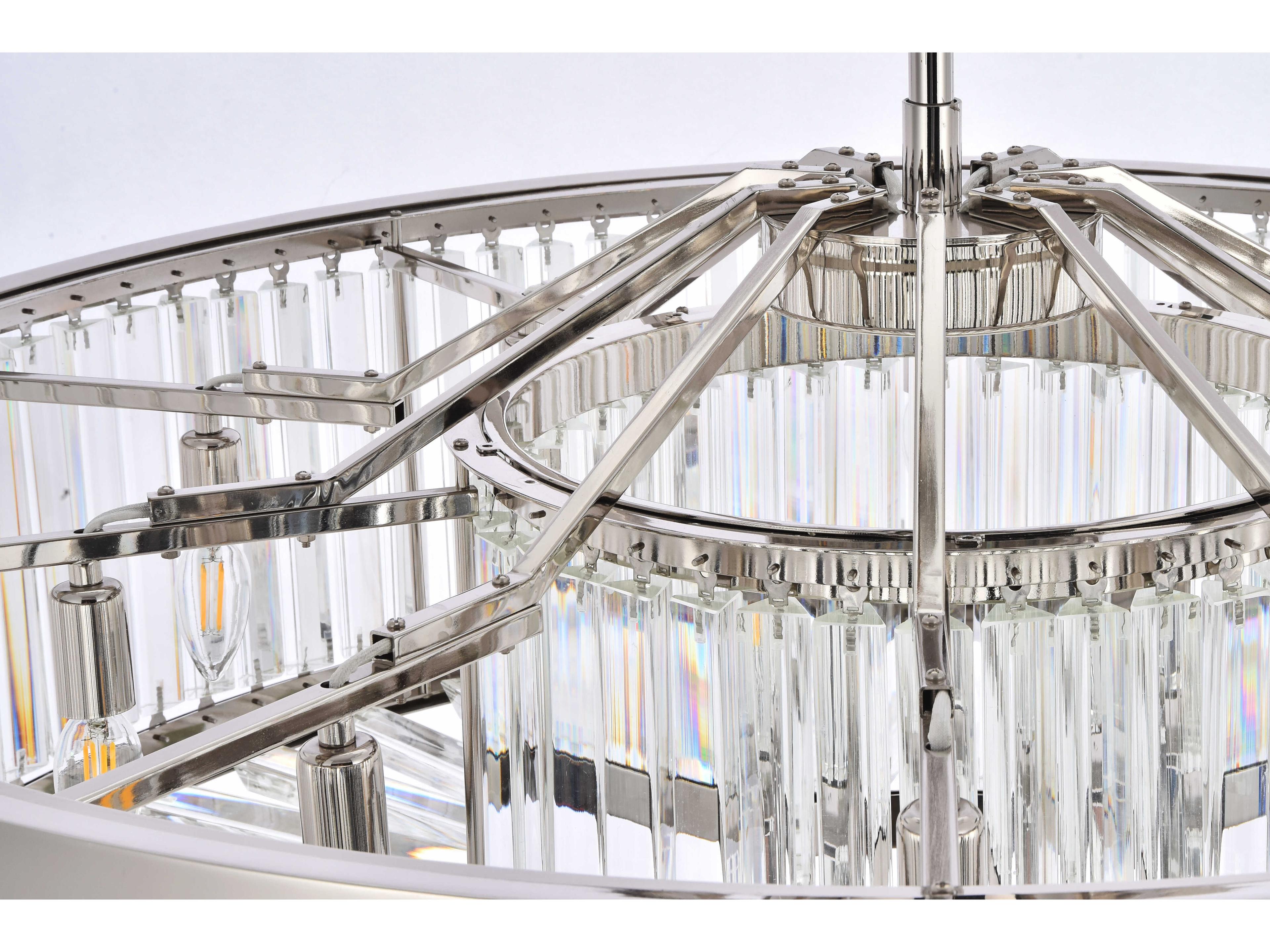 Elegant Lighting Chelsea 10-Light Polished Nickel Crystal Drum Pendant