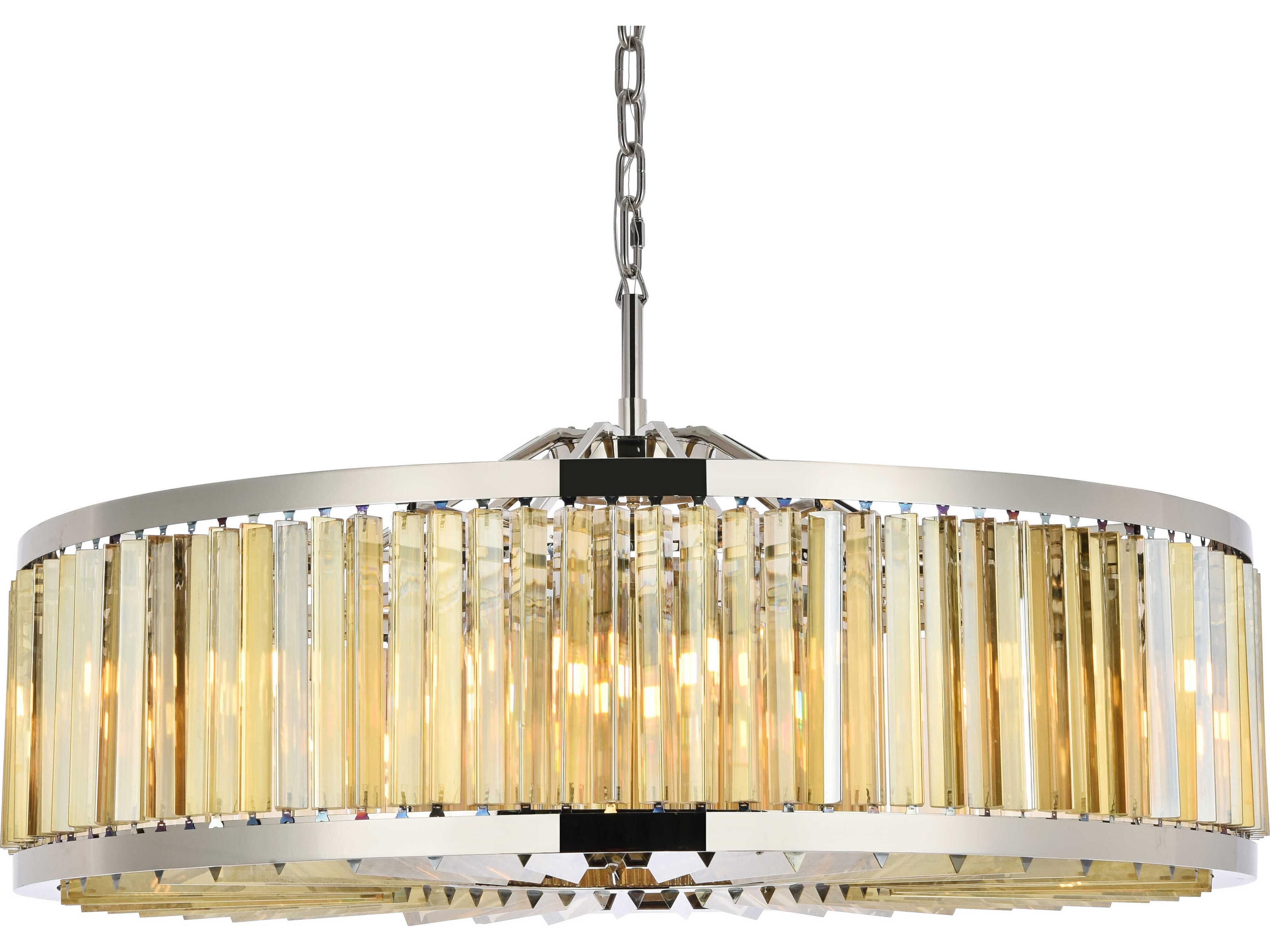 Elegant Lighting Chelsea 10-Light Polished Nickel Gold Crystal Drum Pendant