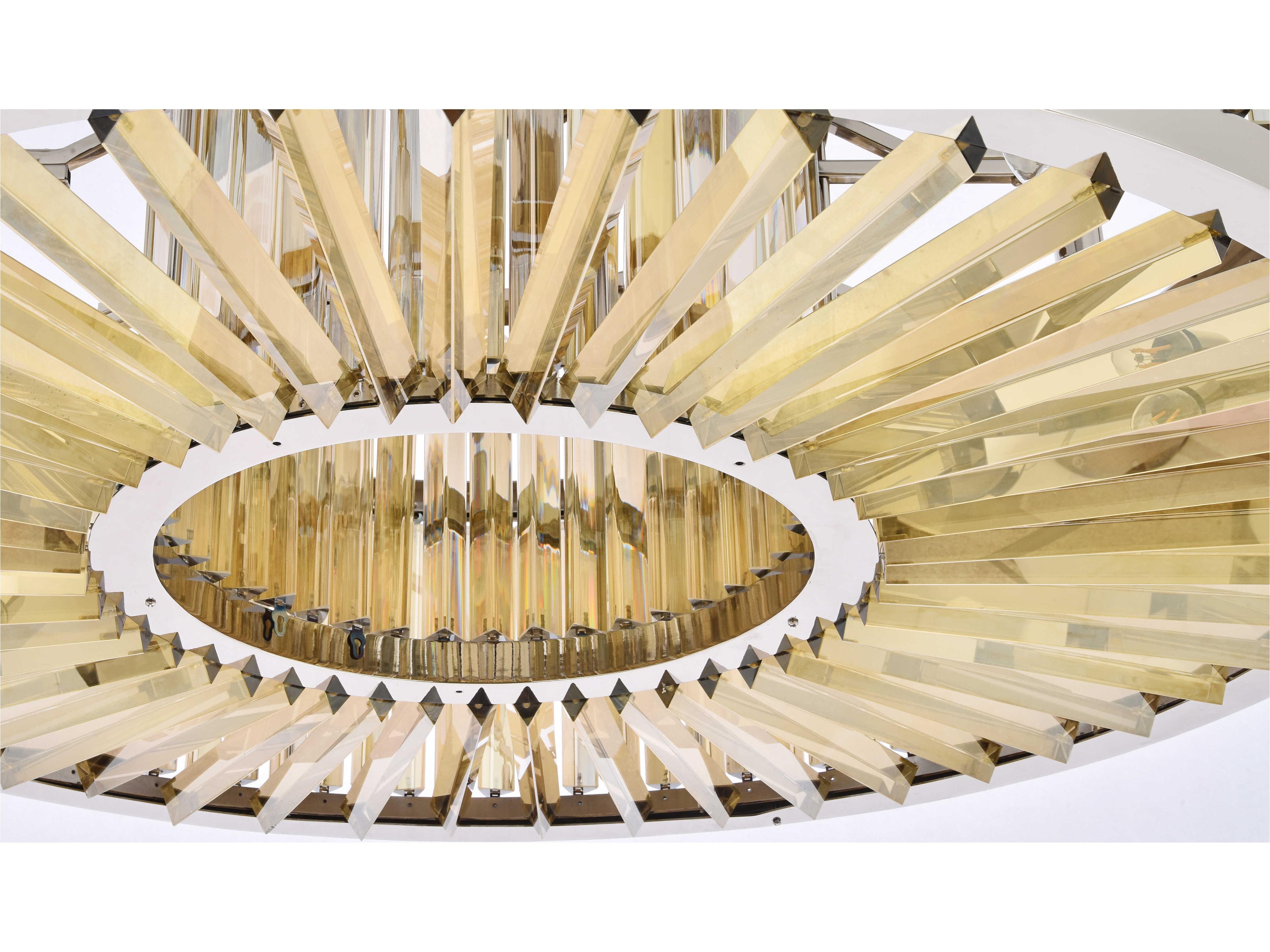 Elegant Lighting Chelsea 10-Light Polished Nickel Gold Crystal Drum Pendant