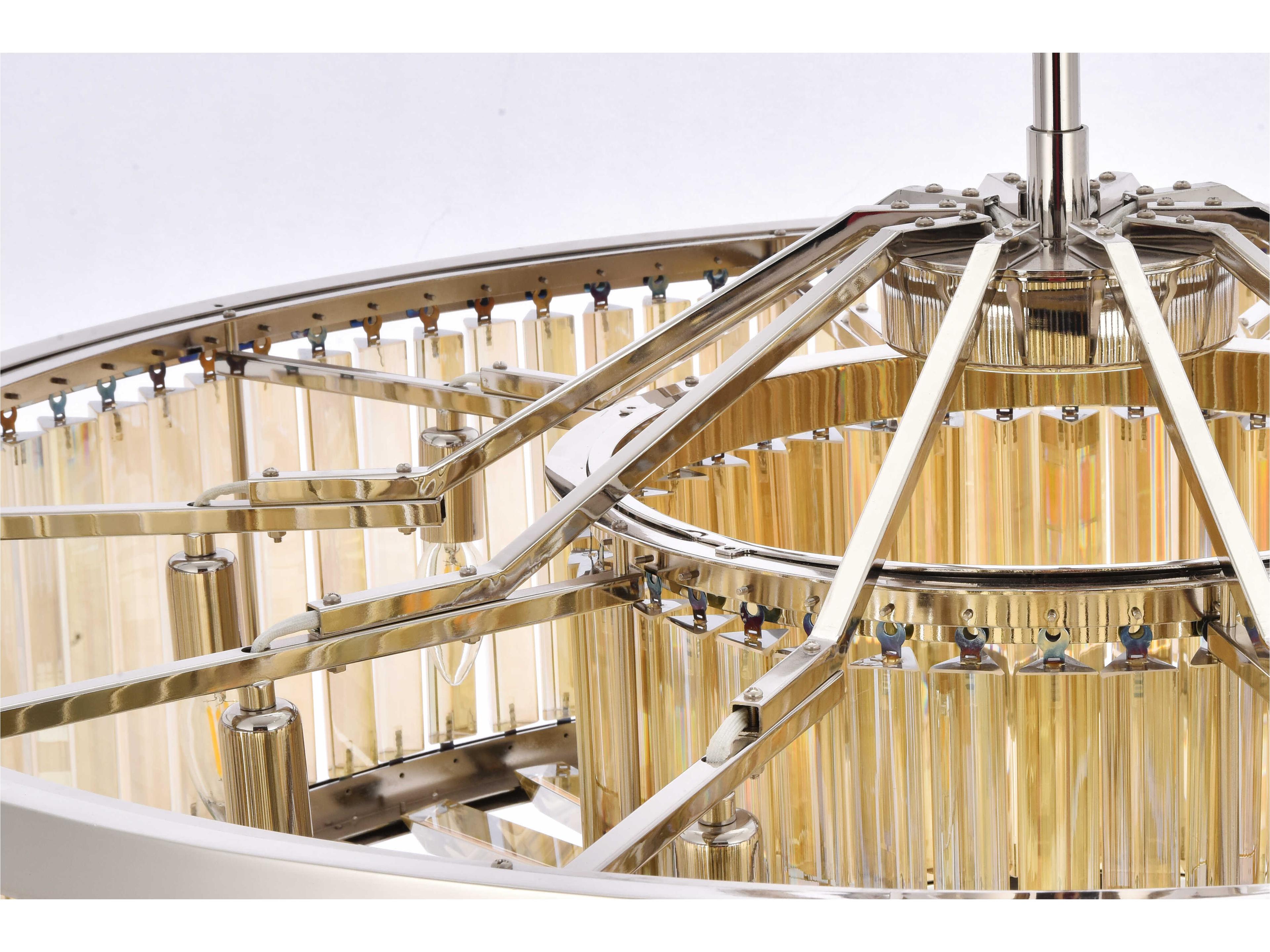 Elegant Lighting Chelsea 10-Light Polished Nickel Gold Crystal Drum Pendant