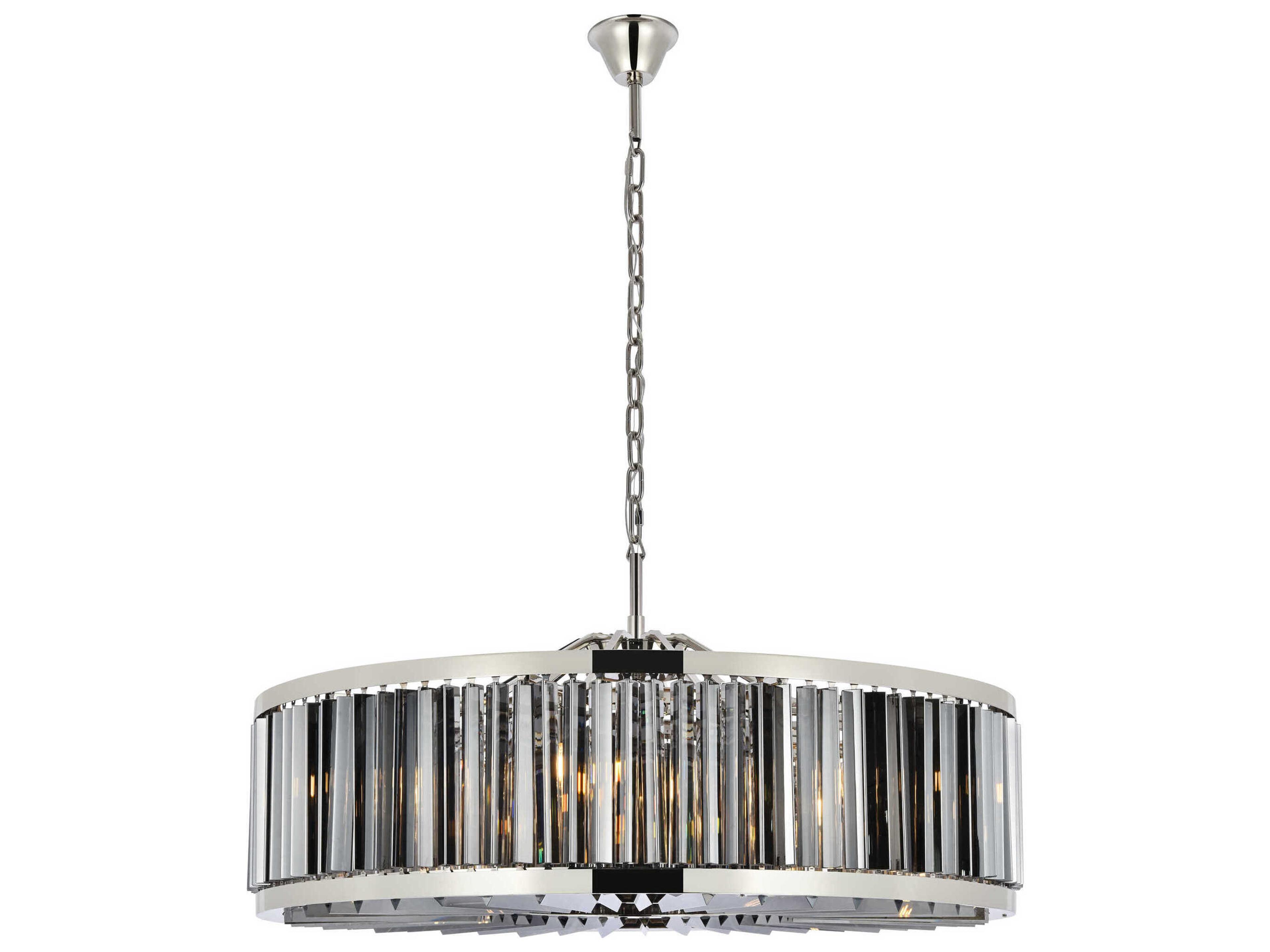 Chelsea 10-Light Polished Nickel Silver Crystal Drum Pendant