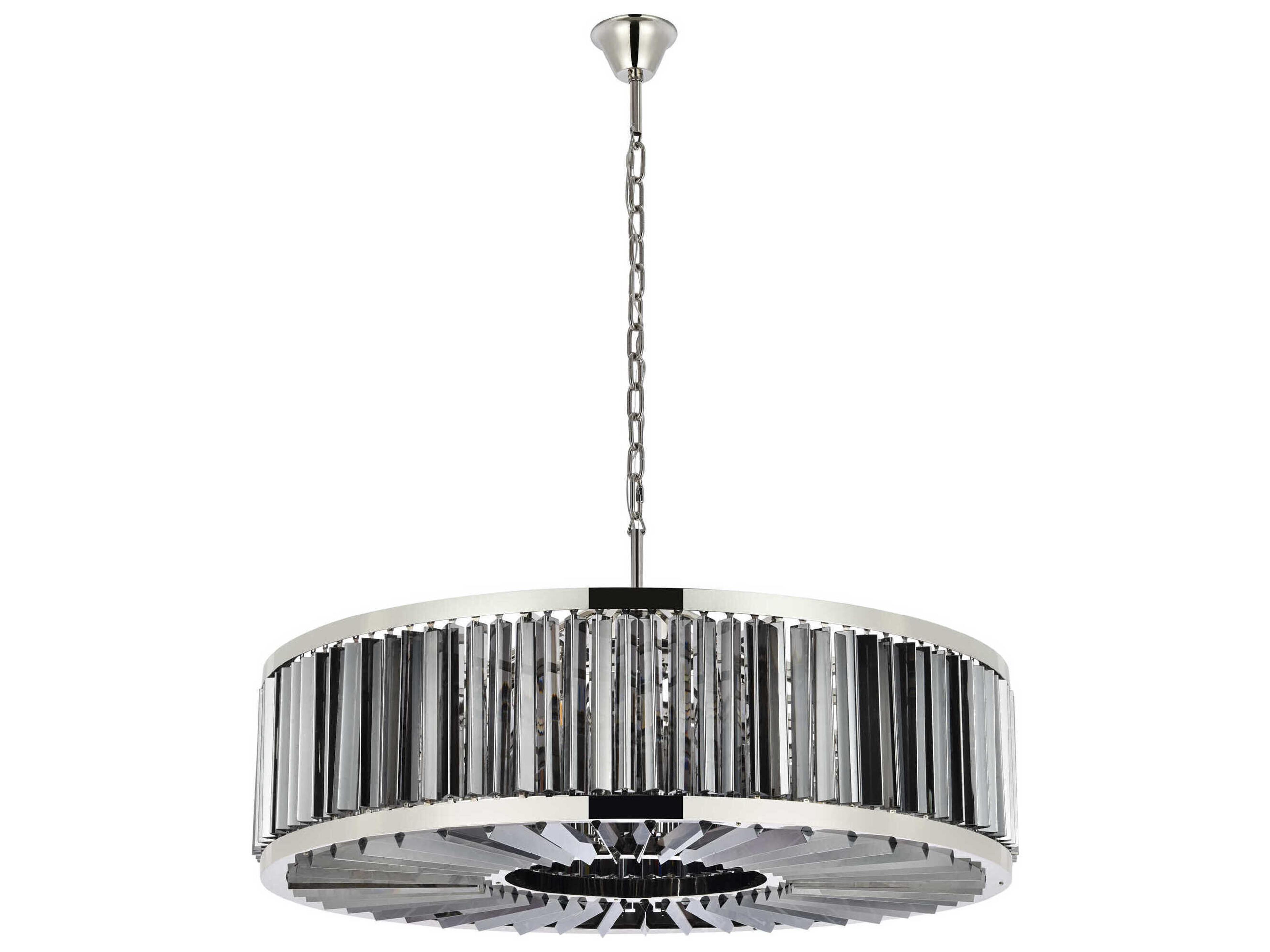 Elegant Lighting Chelsea 10-Light Polished Nickel Silver Crystal Drum Pendant