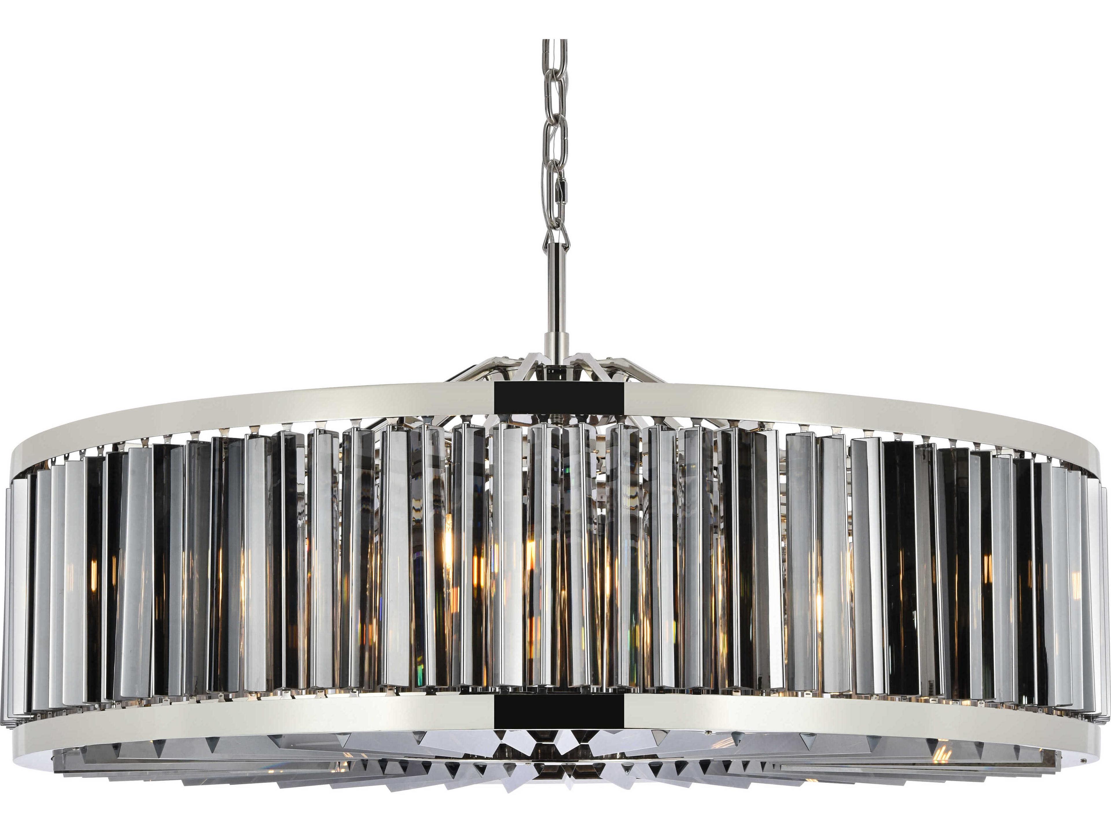 Elegant Lighting Chelsea 10-Light Polished Nickel Silver Crystal Drum Pendant