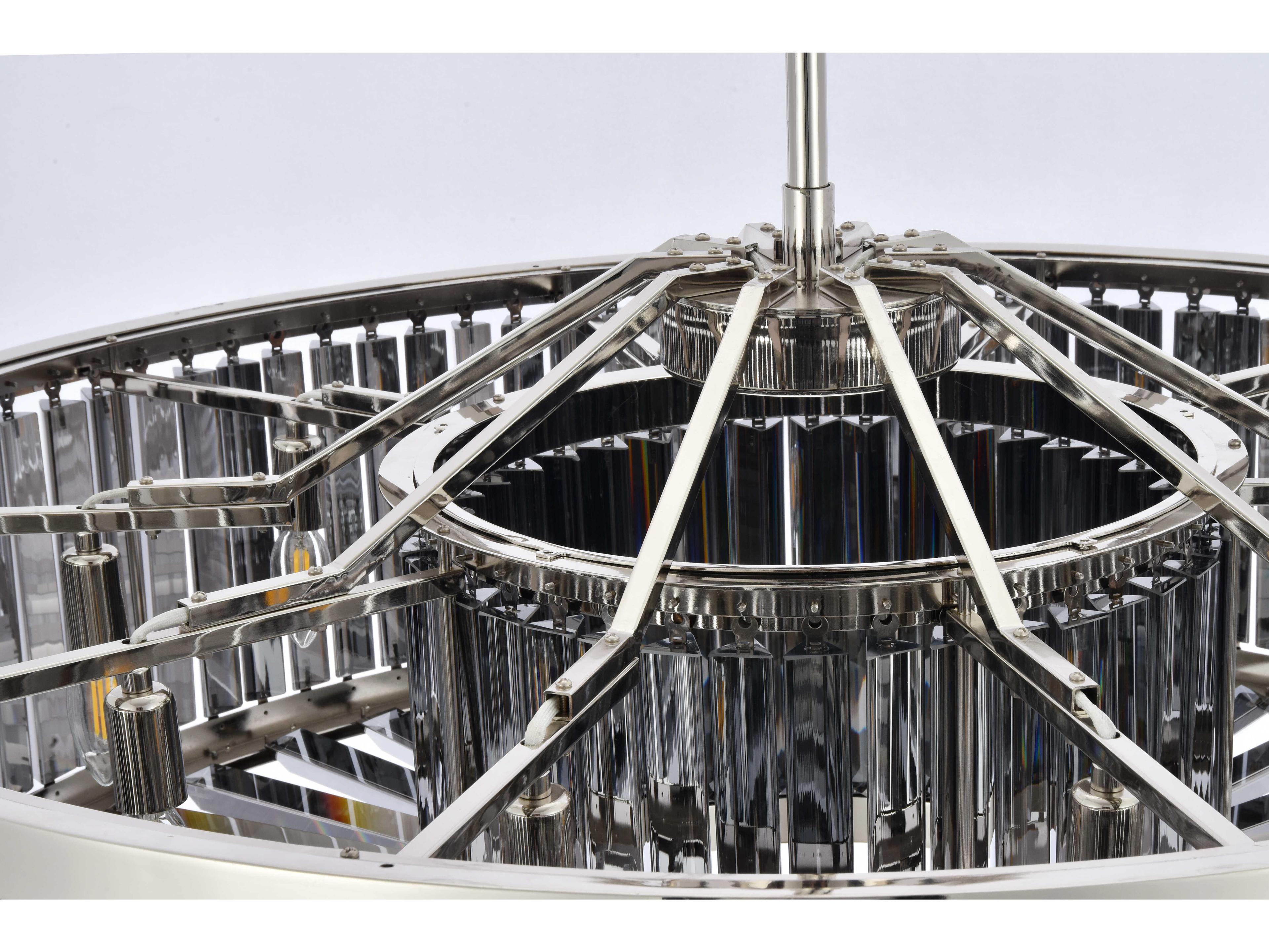 Elegant Lighting Chelsea 10-Light Polished Nickel Silver Crystal Drum Pendant