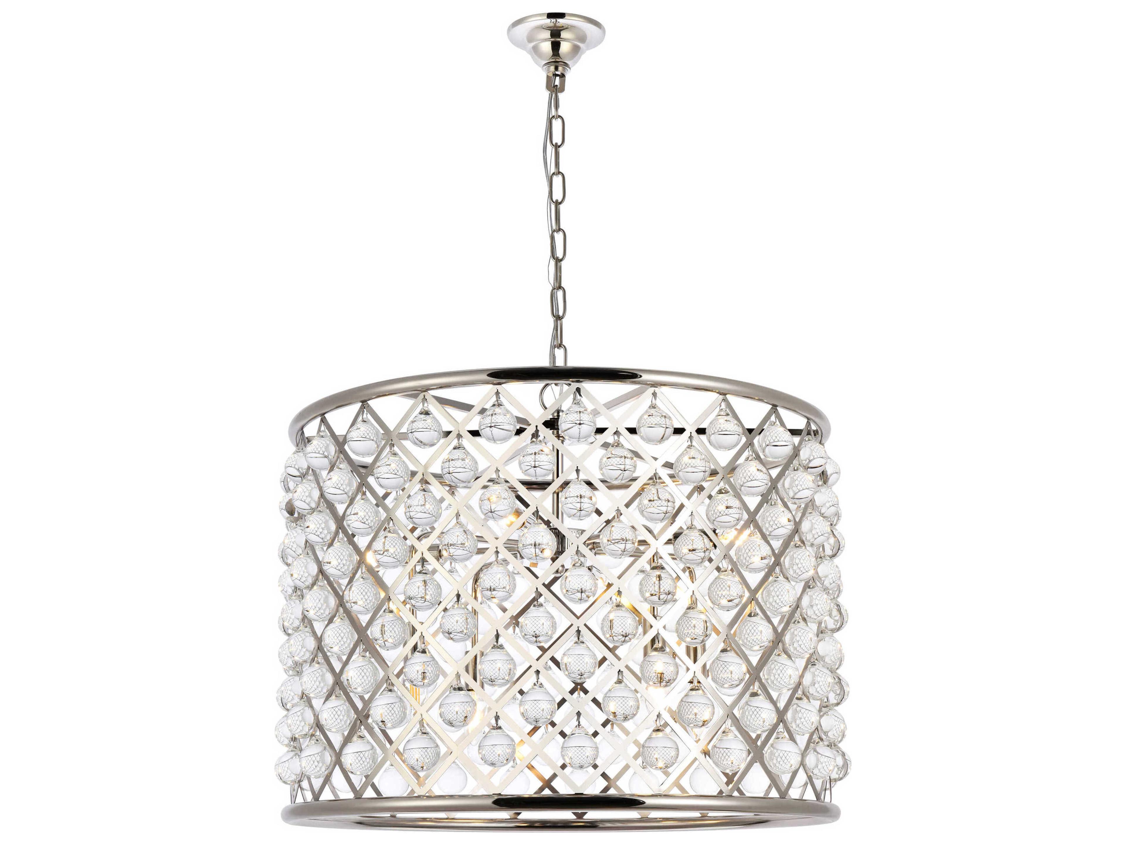 Madison 8-Light Polished Nickel Clear Crystal Drum Pendant