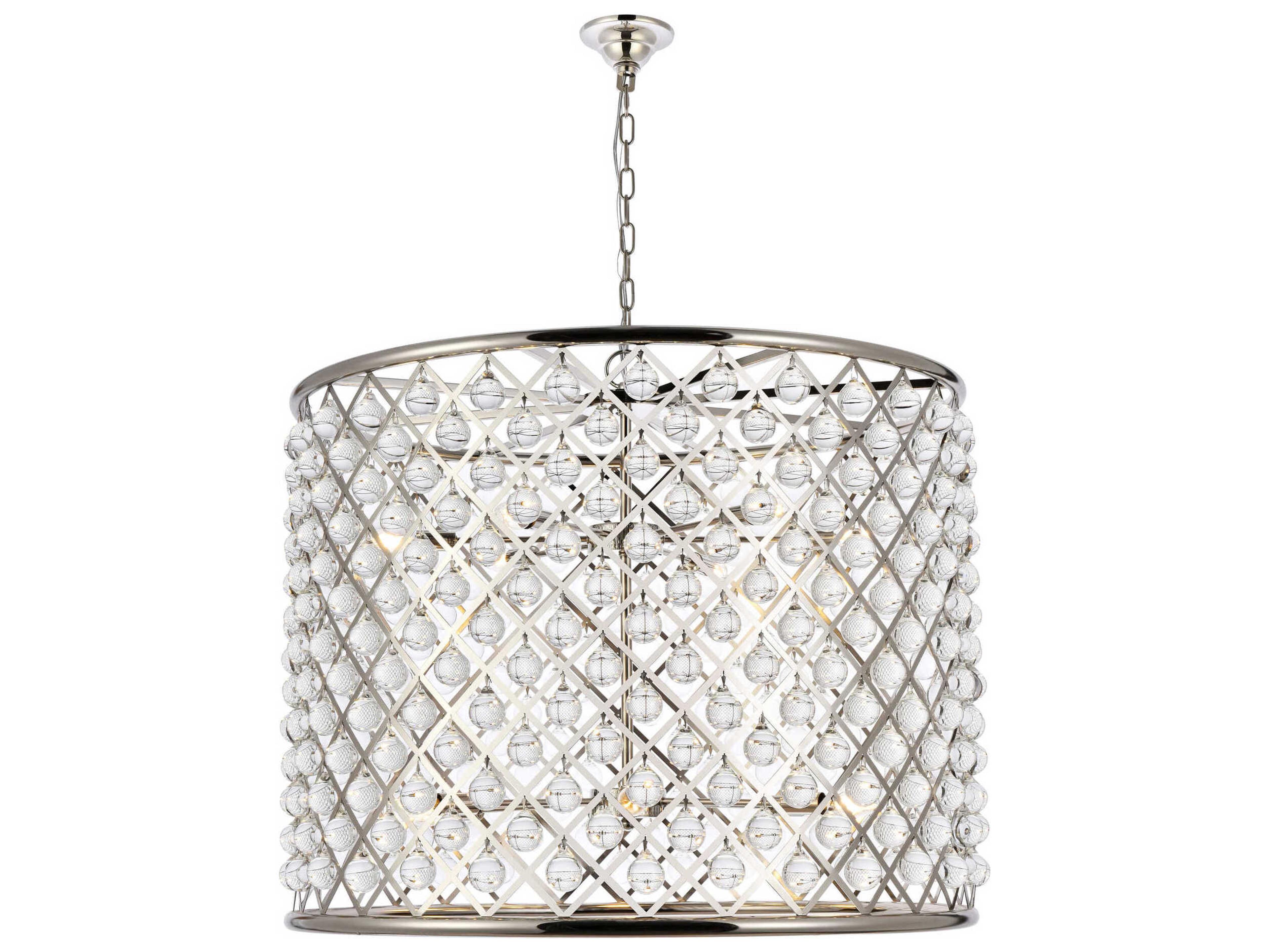 Madison 12-Light Polished Nickel Crystal Drum Pendant