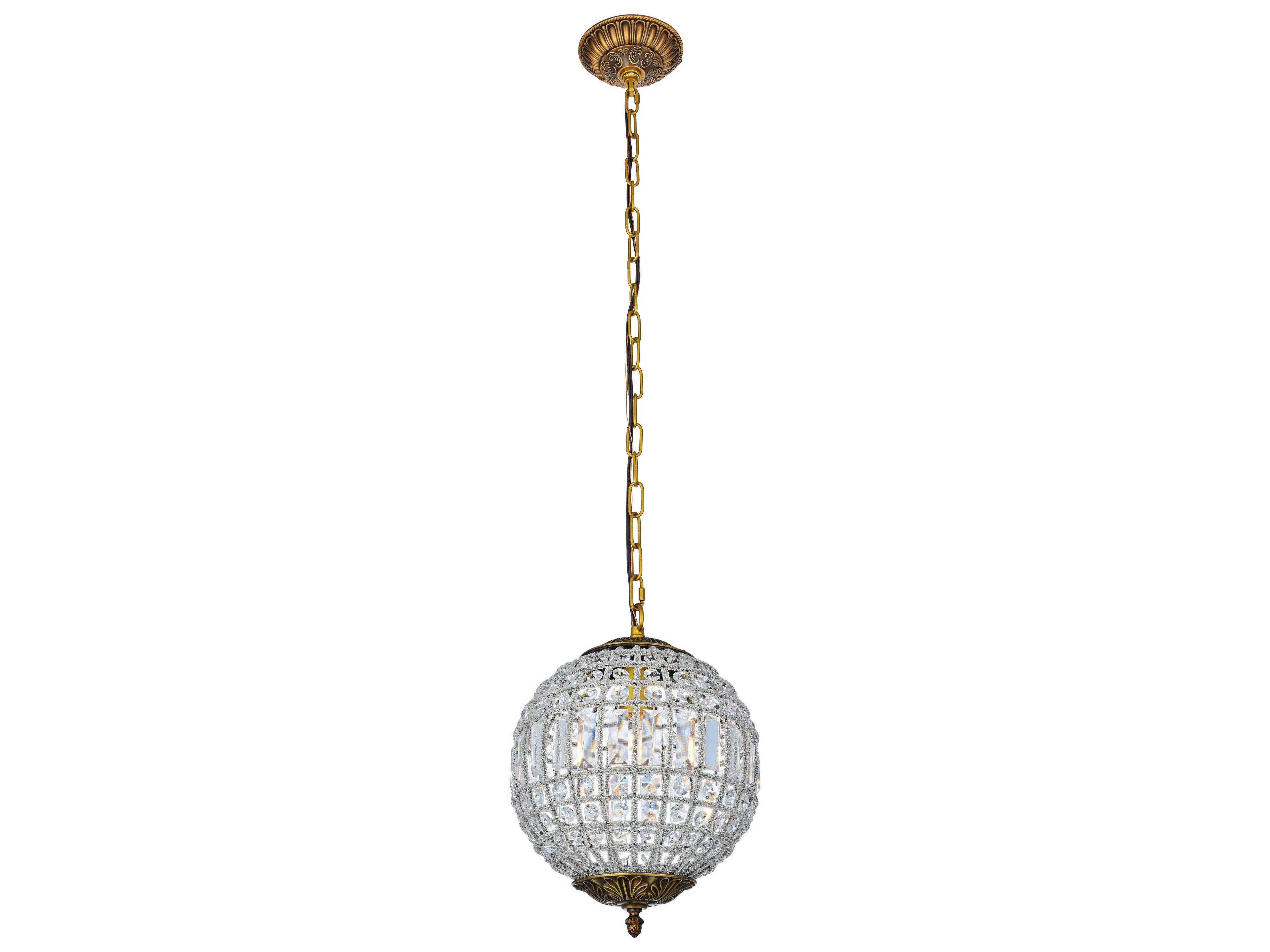 Elegant Lighting Olivia 1-Light French Gold Clear Crystal Round Pendant