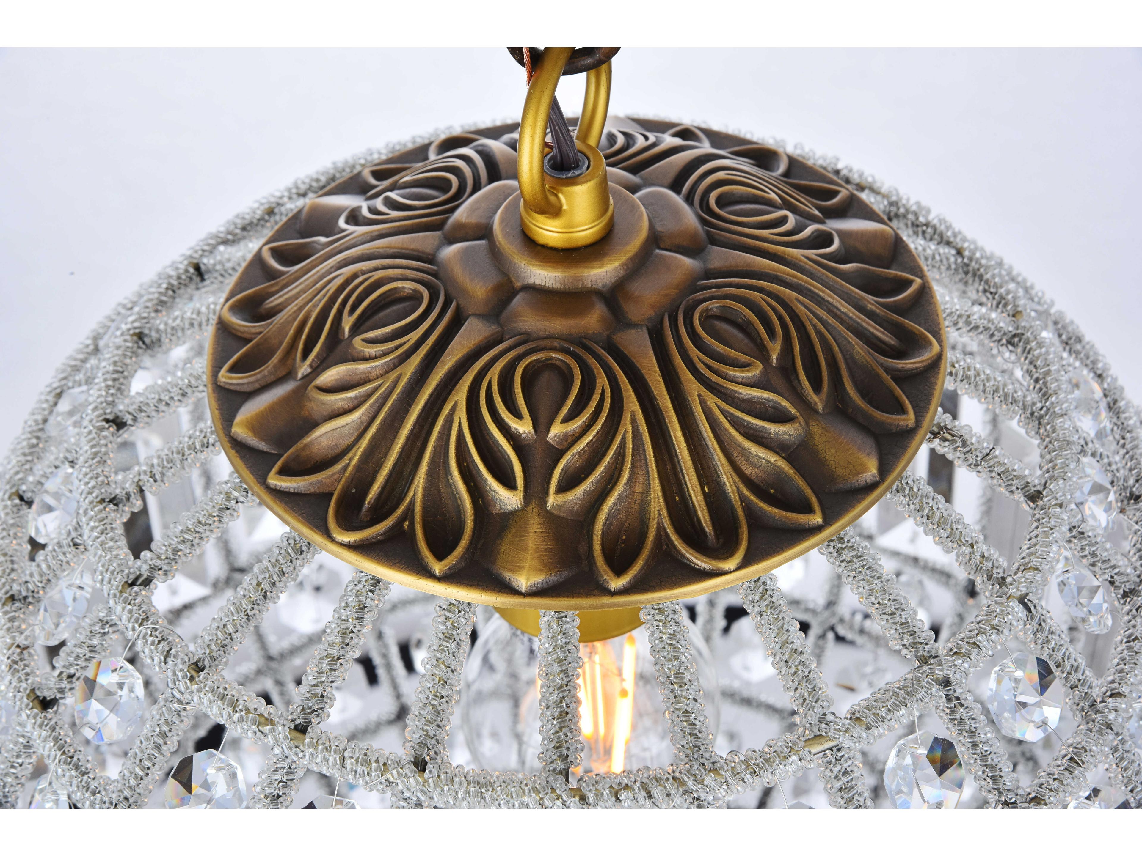 Elegant Lighting Olivia 1-Light French Gold Clear Crystal Round Pendant