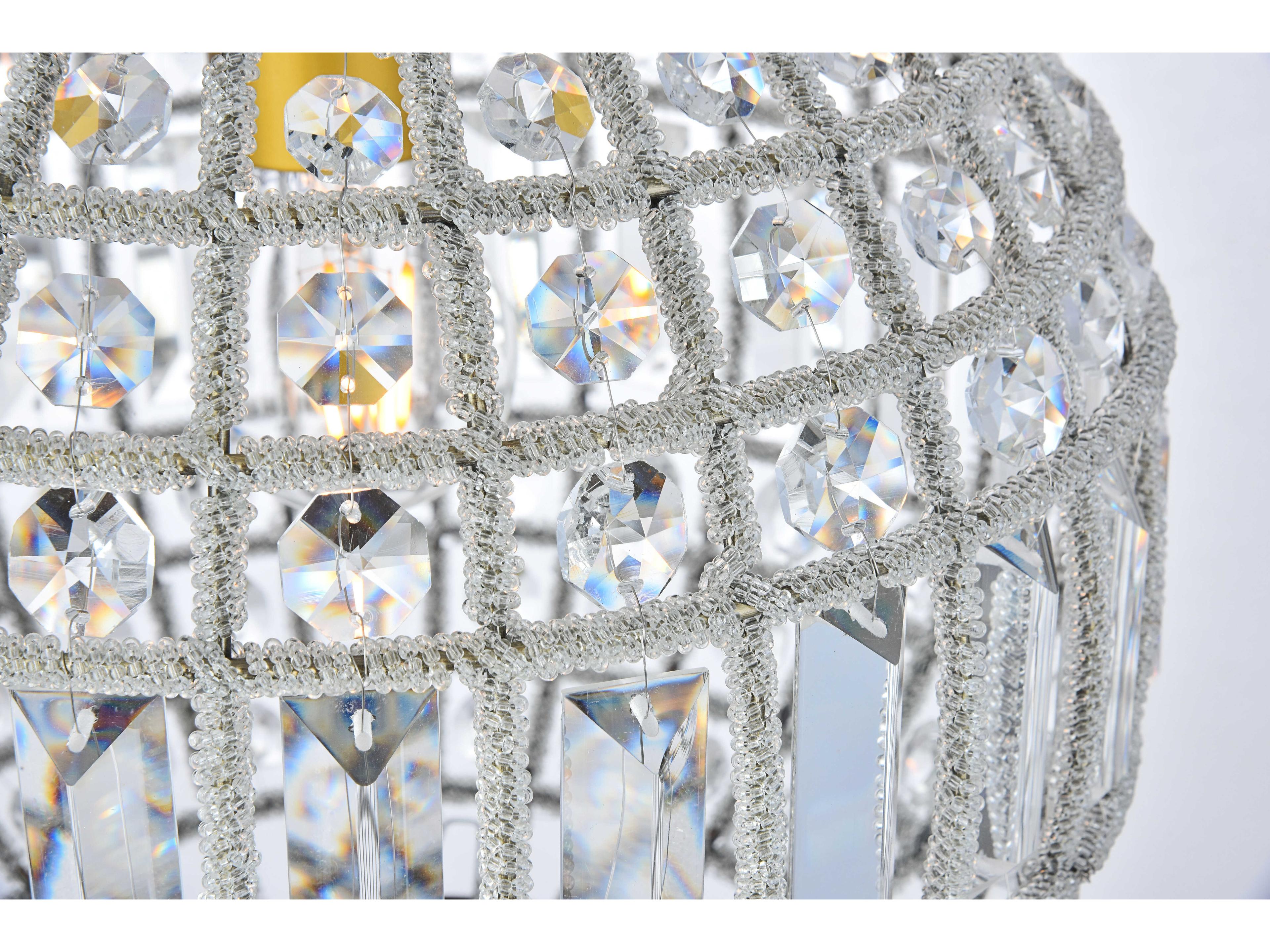 Elegant Lighting Olivia 1-Light French Gold Clear Crystal Round Pendant