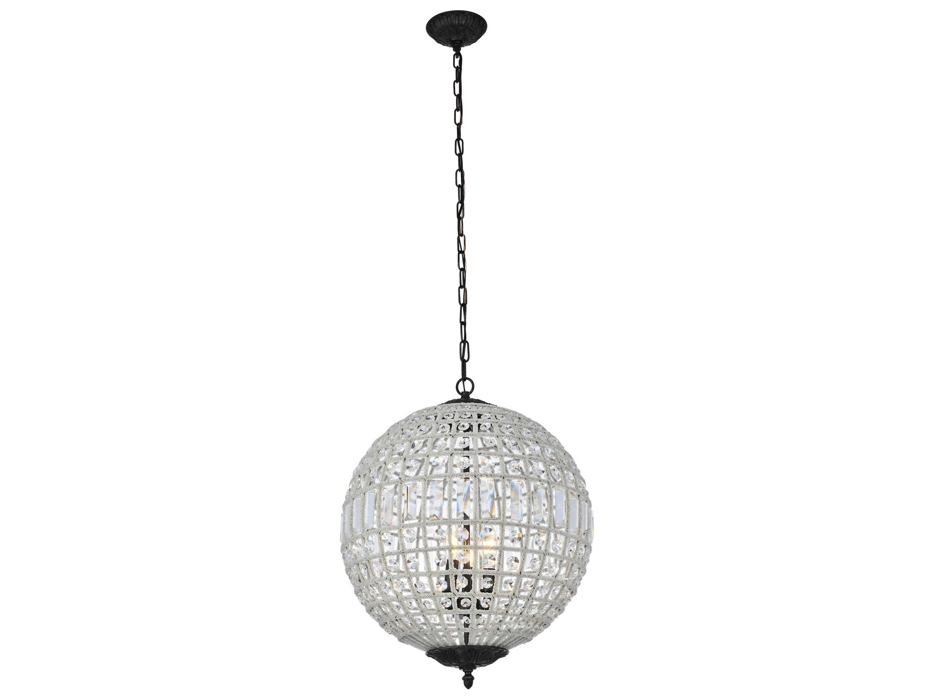 Olivia 3-Light Dark Bronze Clear Crystal Round Pendant