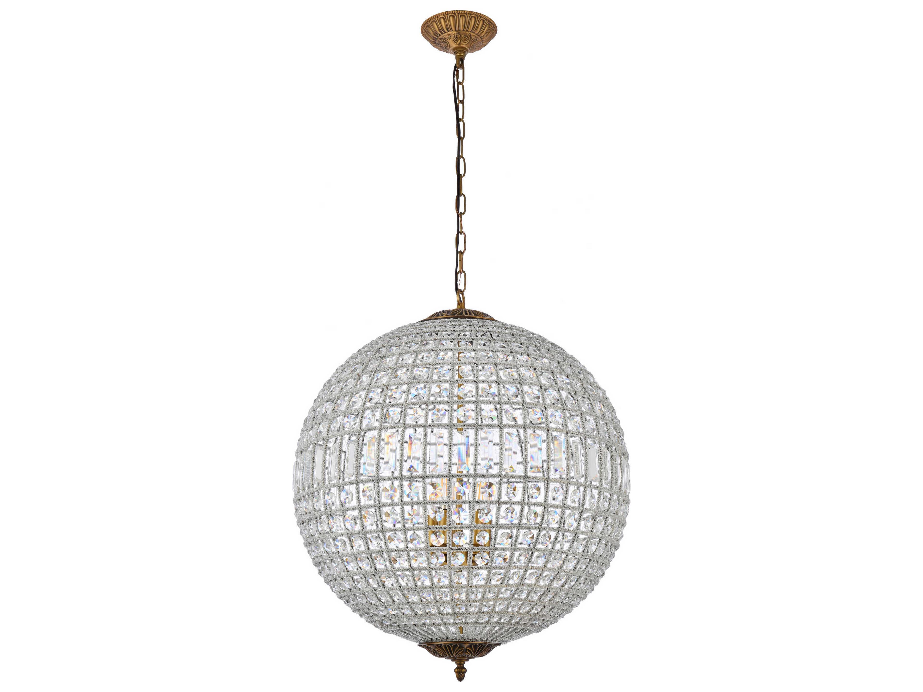 Elegant Lighting Olivia 5-Light French Gold Clear Crystal Round Pendant
