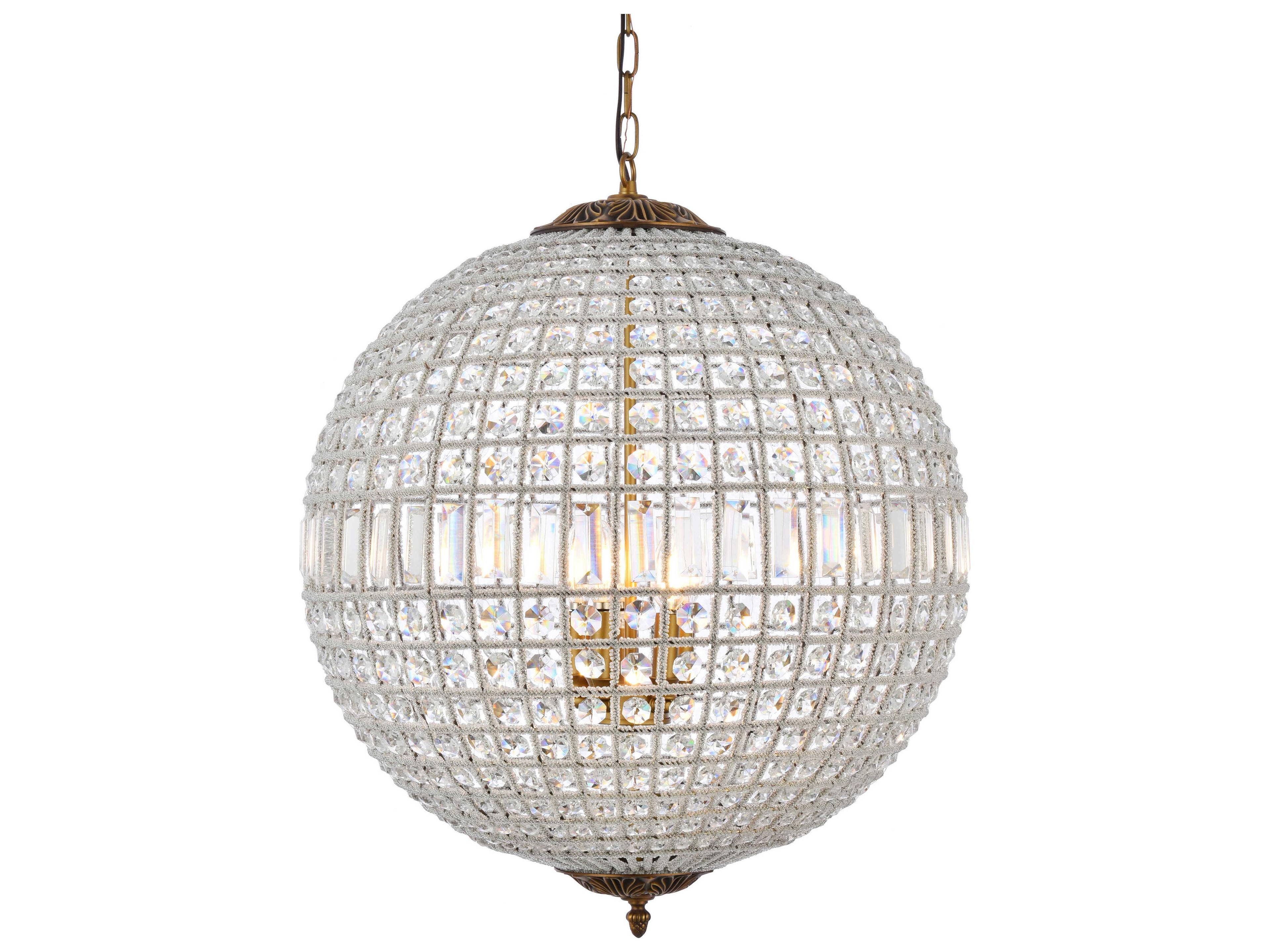 Elegant Lighting Olivia 5-Light French Gold Clear Crystal Round Pendant