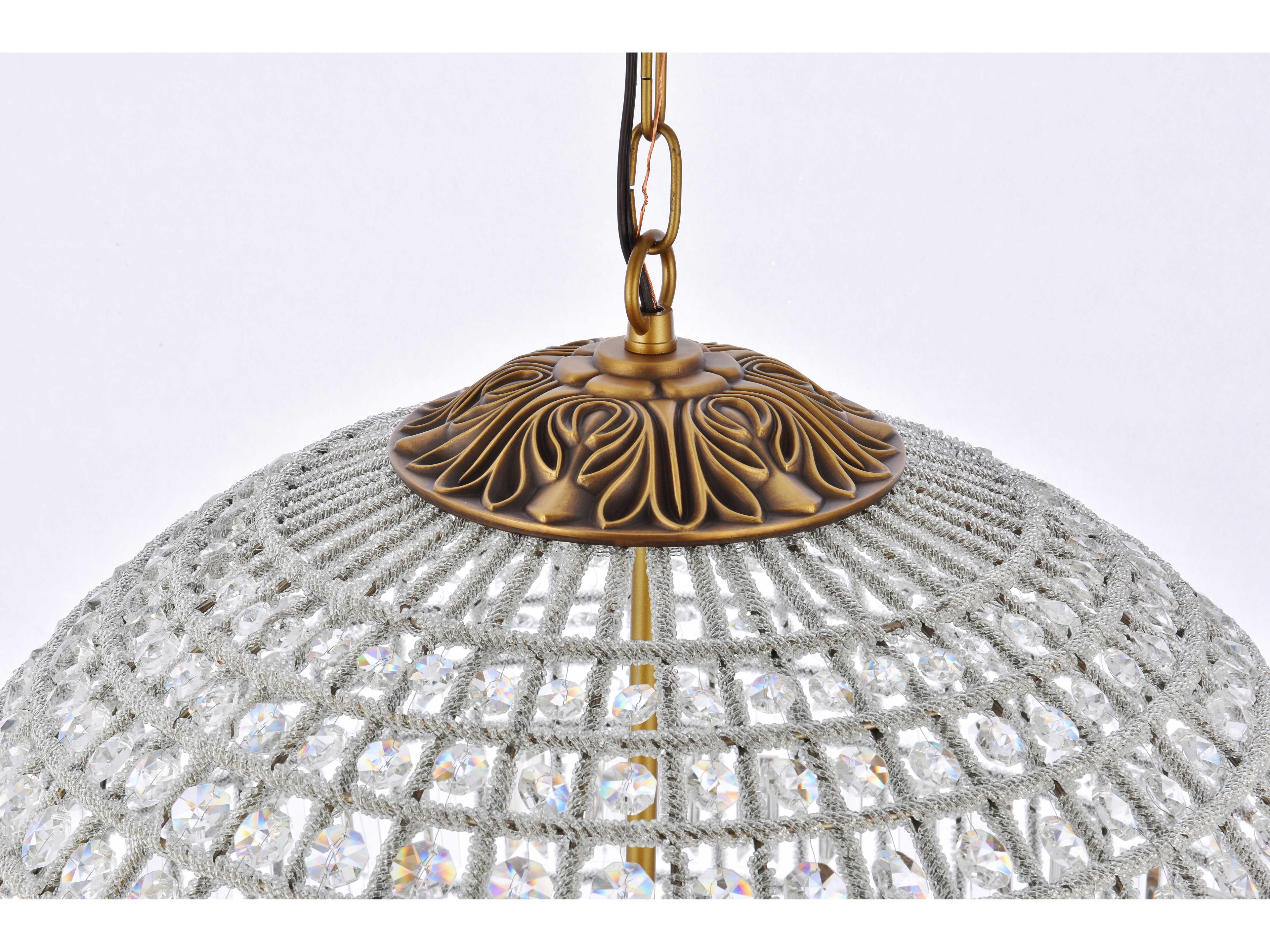 Elegant Lighting Olivia 5-Light French Gold Clear Crystal Round Pendant