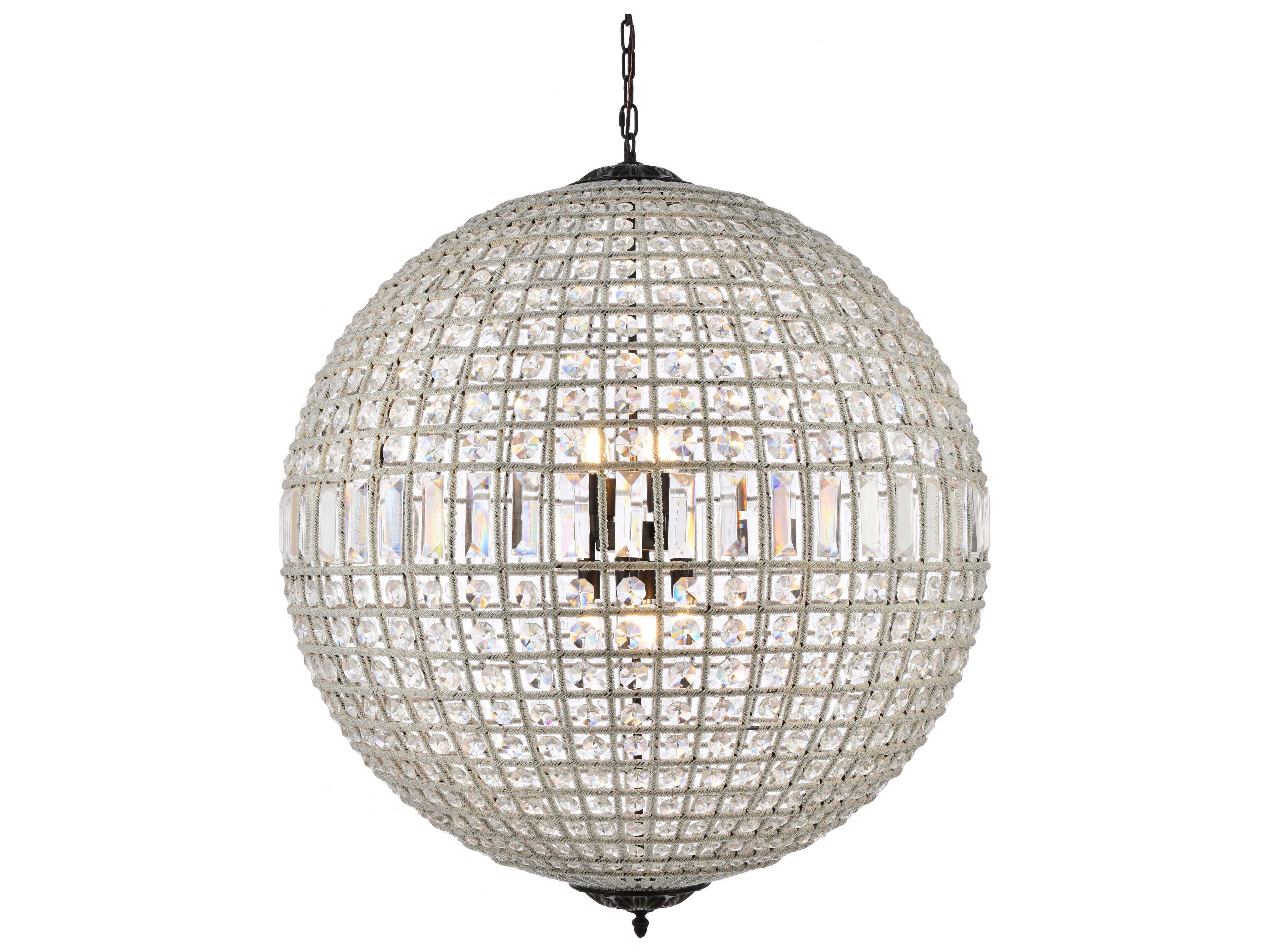 Elegant Lighting Olivia 8-Light Dark Bronze Clear Crystal Round Pendant