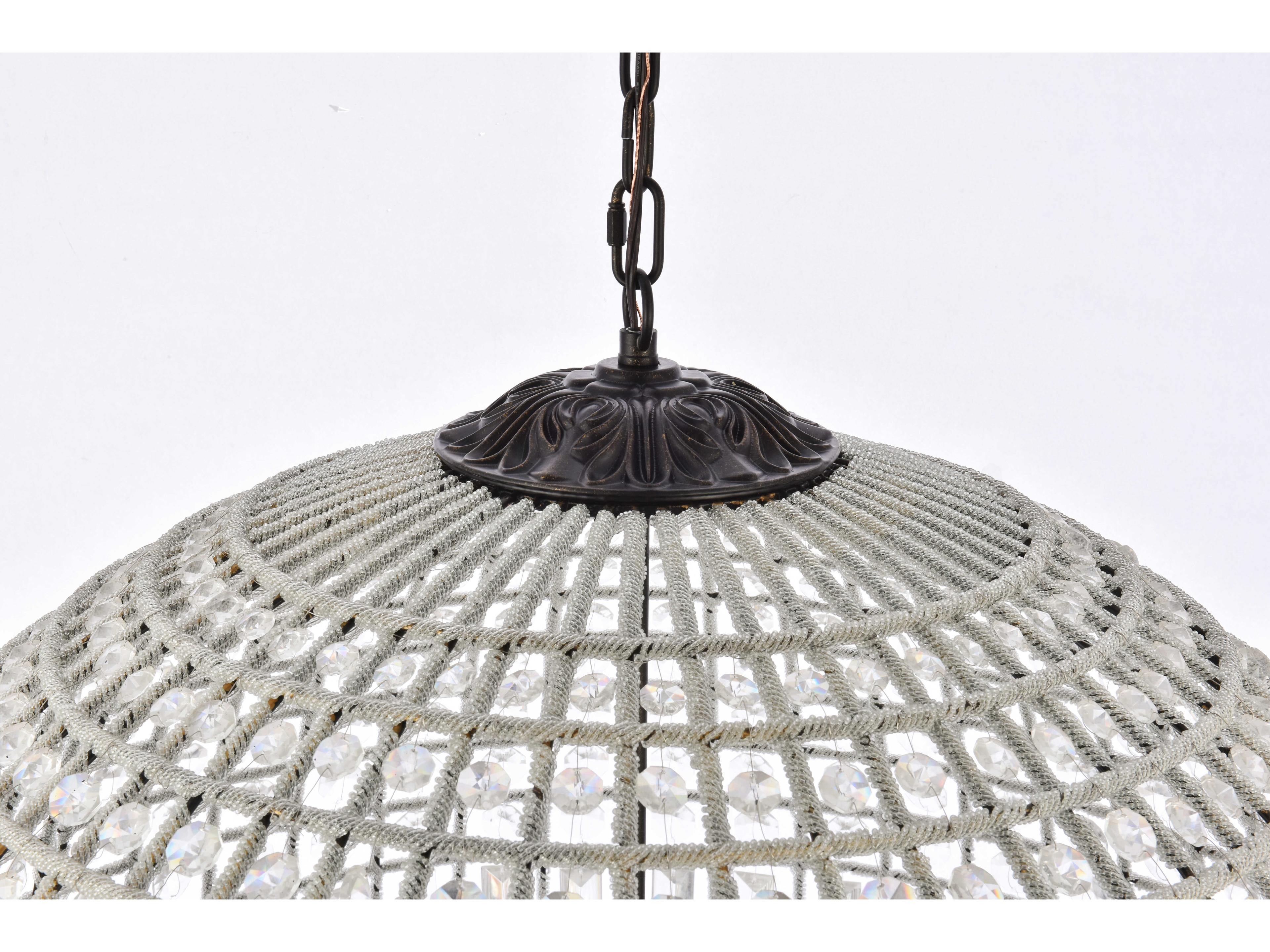 Elegant Lighting Olivia 8-Light Dark Bronze Clear Crystal Round Pendant