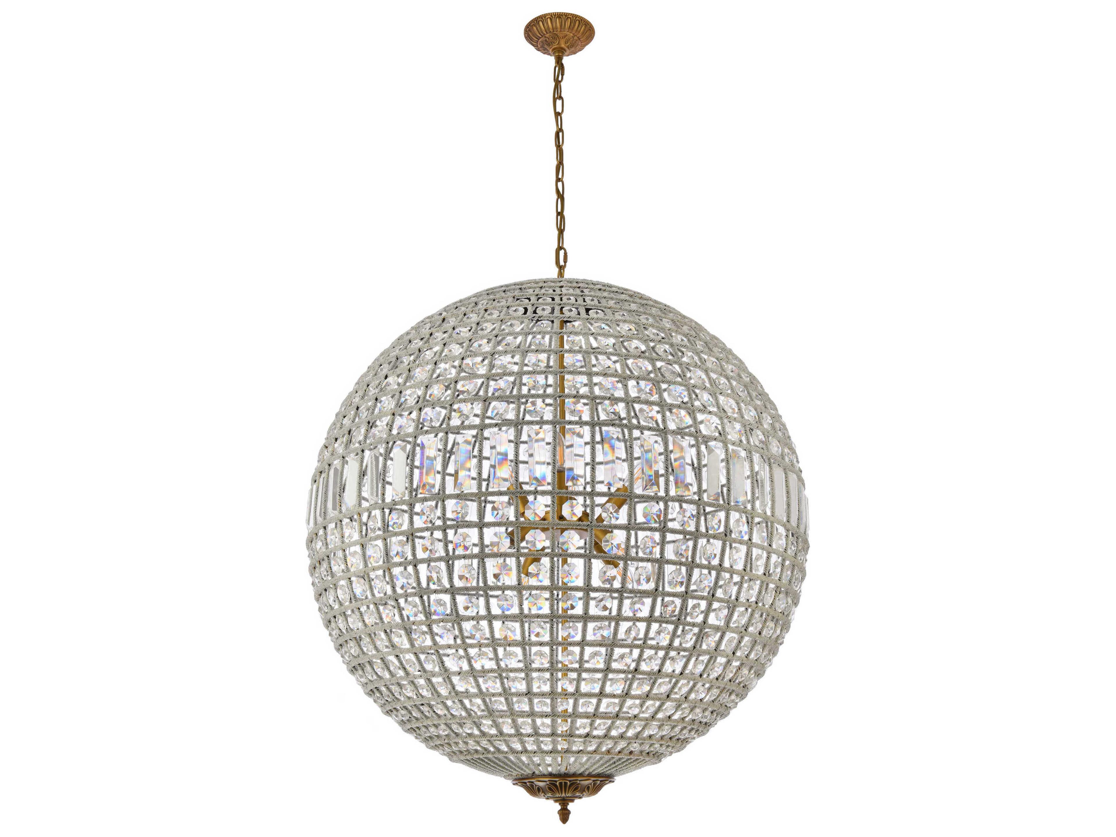 Elegant Lighting Olivia 8-Light French Gold Clear Crystal Round Pendant