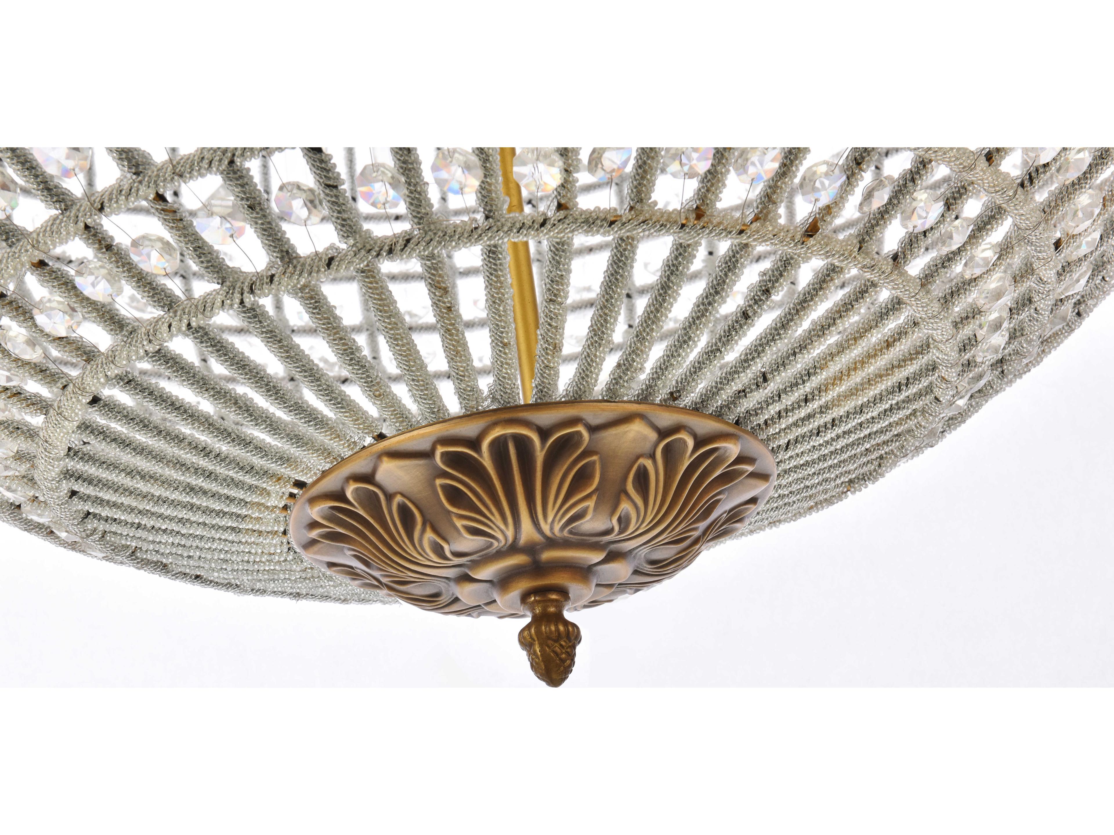 Elegant Lighting Olivia 8-Light French Gold Clear Crystal Round Pendant