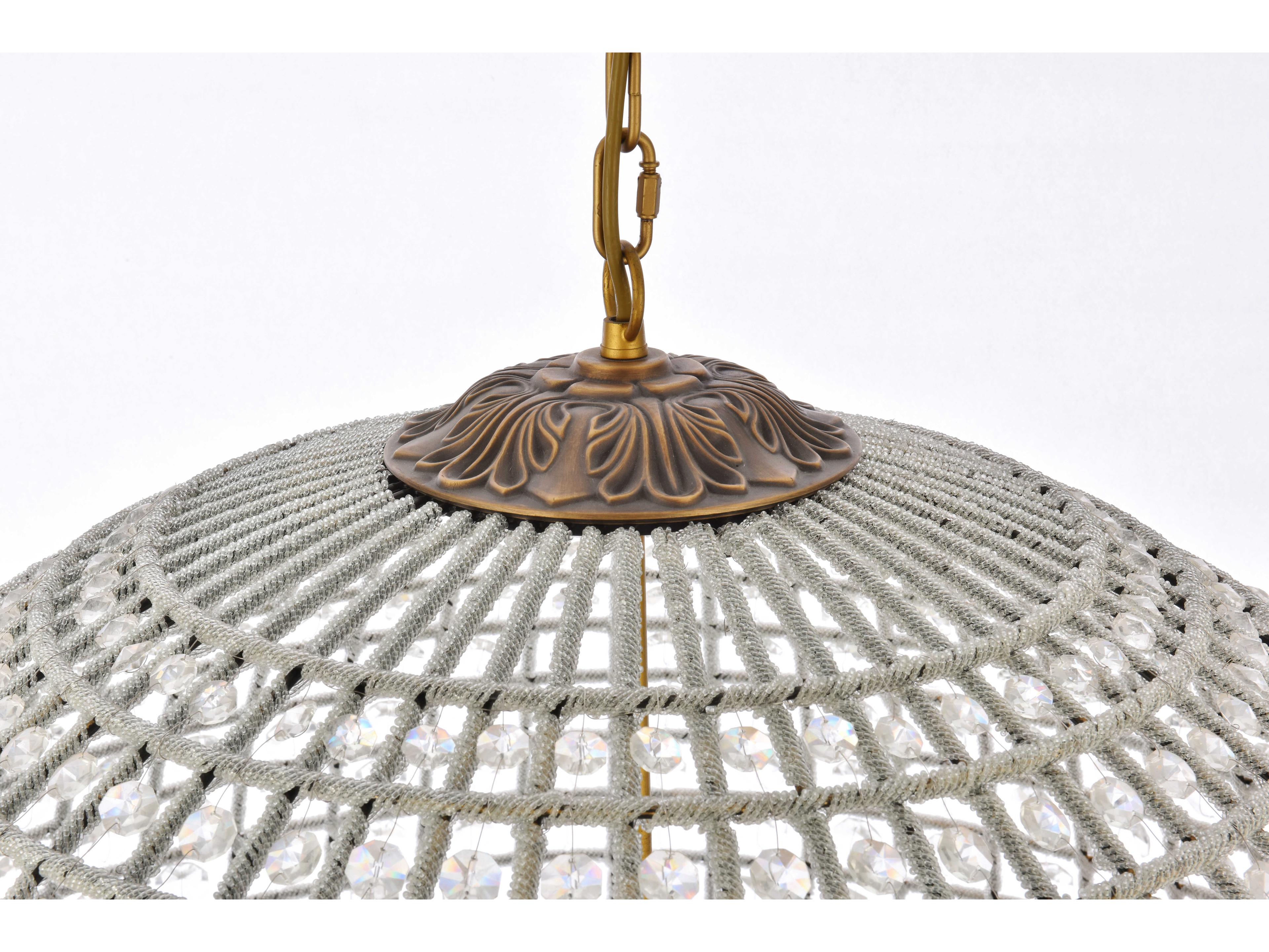 Elegant Lighting Olivia 8-Light French Gold Clear Crystal Round Pendant