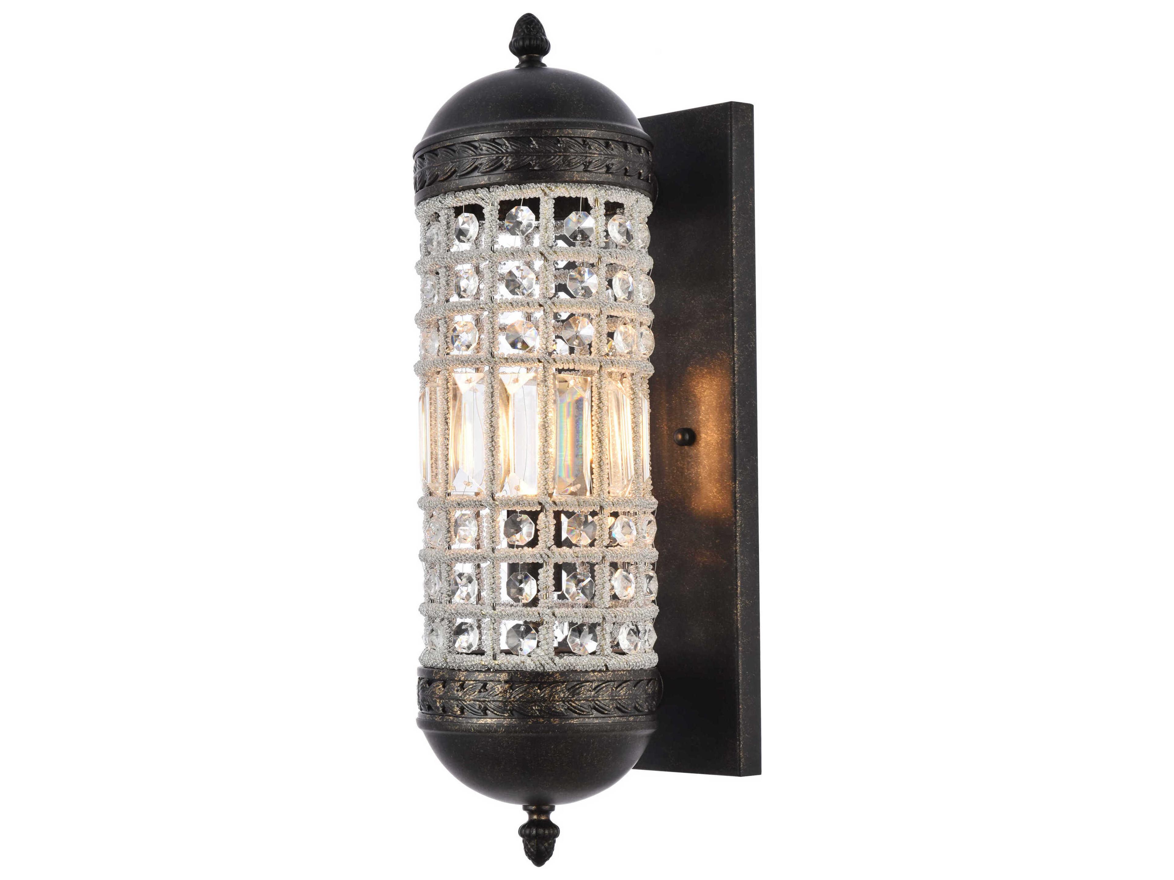Elegant Lighting Olivia 1-Light Dark Bronze Clear Crystal Wall Sconce