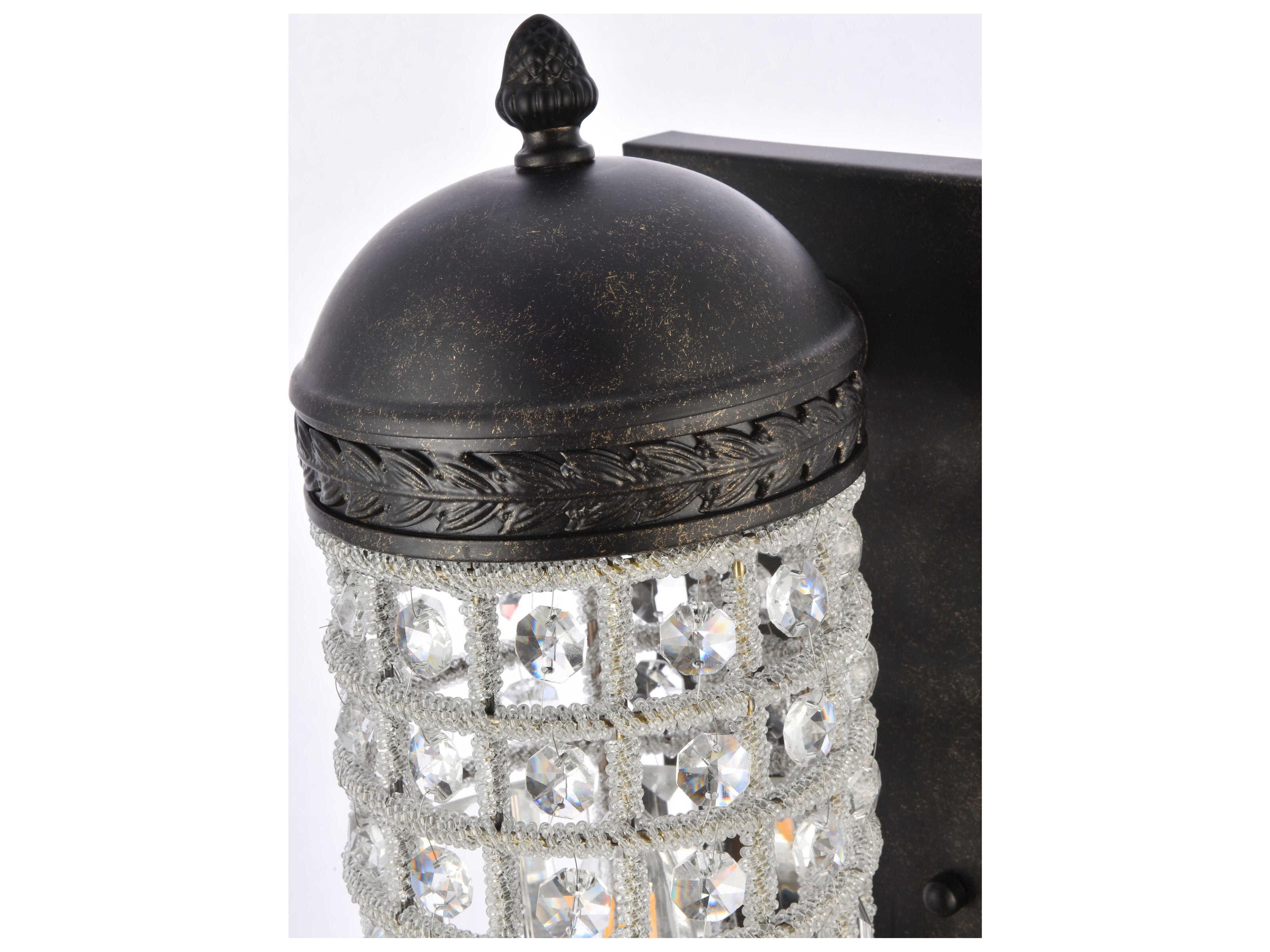 Elegant Lighting Olivia 1-Light Dark Bronze Clear Crystal Wall Sconce