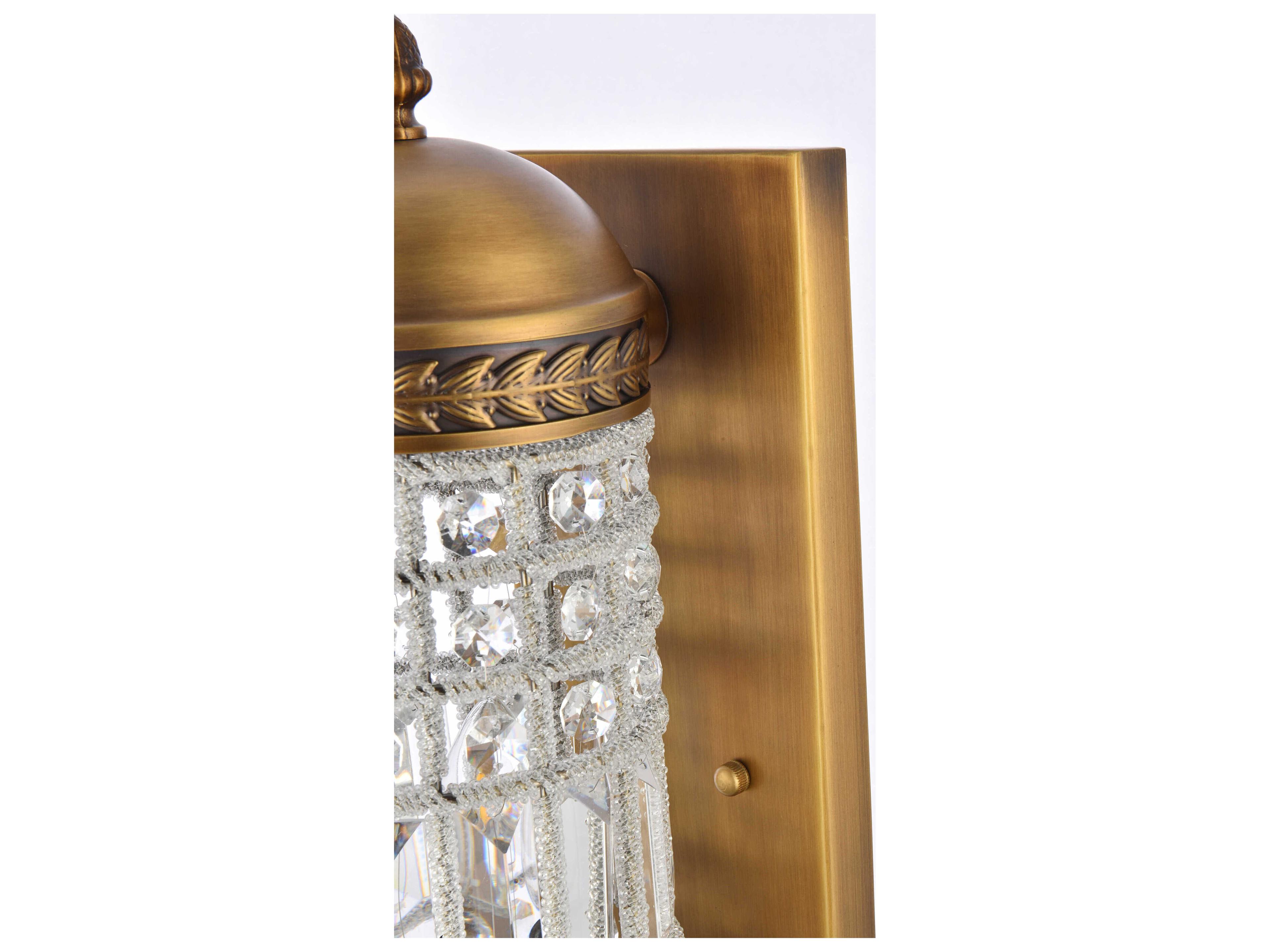 Elegant Lighting Olivia 1-Light French Gold Clear Crystal Wall Sconce