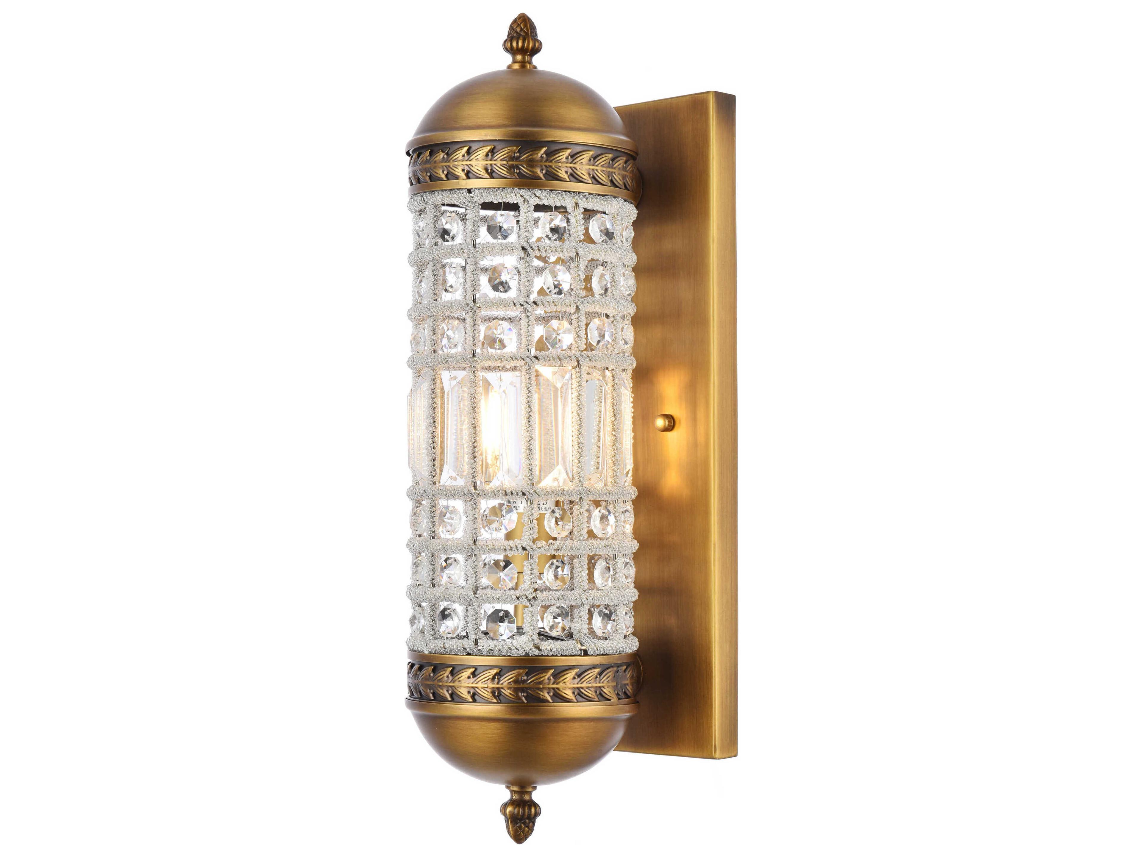 Elegant Lighting Olivia 1-Light French Gold Clear Crystal Wall Sconce
